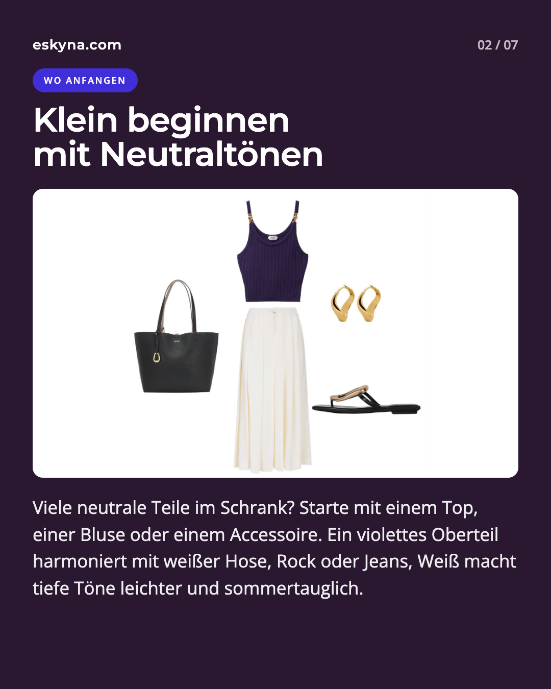 Violett zu Neutraltönen und Weiß