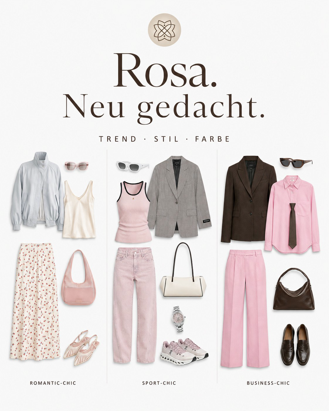 Übersicht von drei rosa Outfit-Kapseln