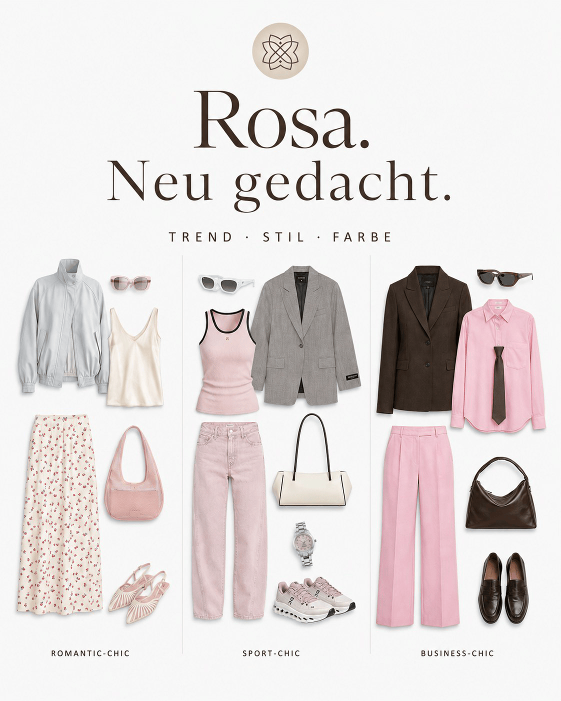 Übersicht von drei rosa Outfit-Kapseln