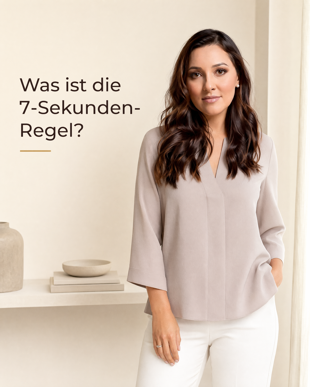 Person in einem gepflegten Outfit beim Betreten eines Raums