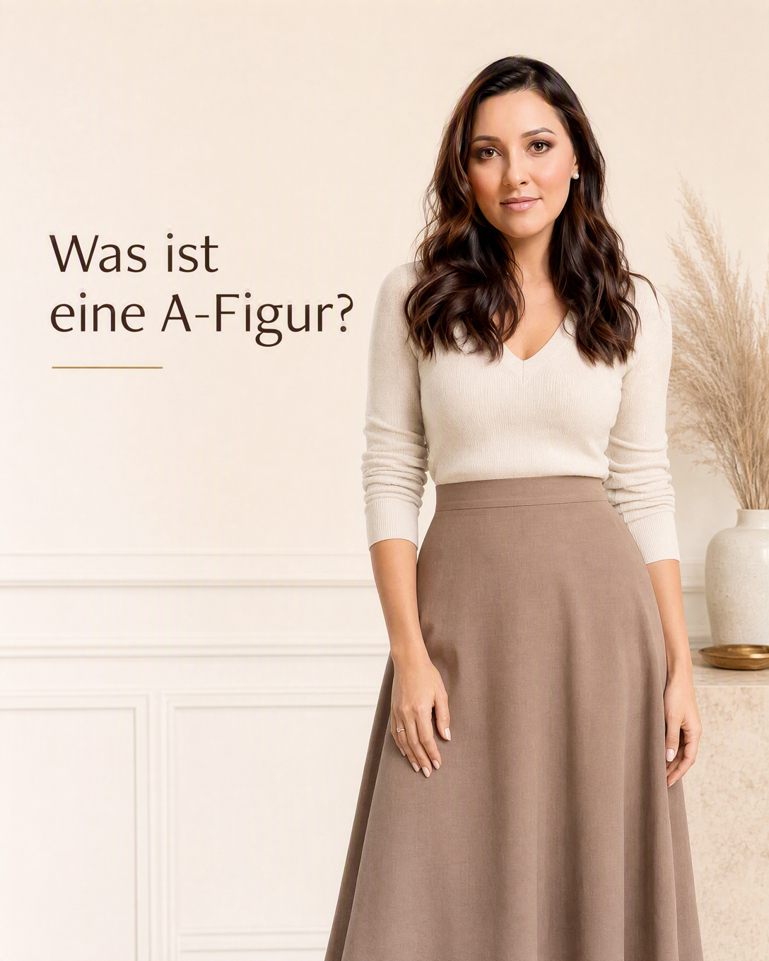 Person mit schmalerer Schulterpartie, betonter Taille und breiter wirkender Hüfte