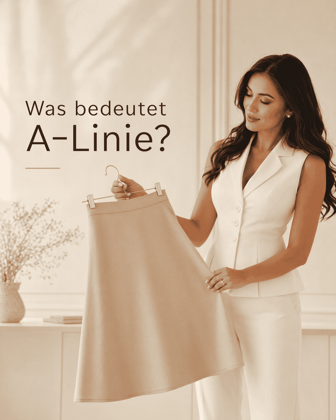 Editoriale Grafik mit stilisierter A-Linie als Kleidform und feinen Proportionslinien