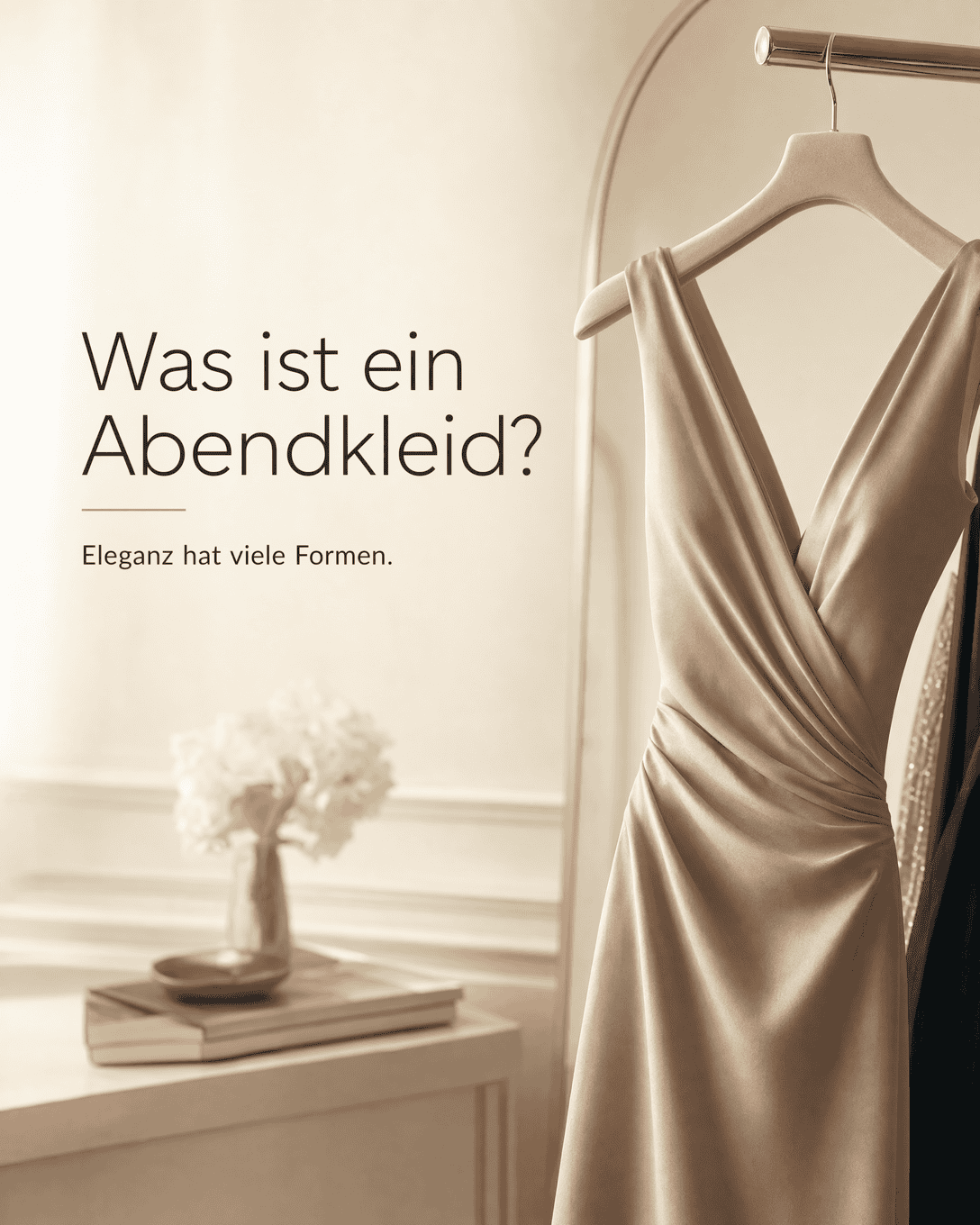 Editoriale ESKYNA Grafik zum Glossarbegriff Abendkleid mit ruhigen Formen und feinen Farbfeldern