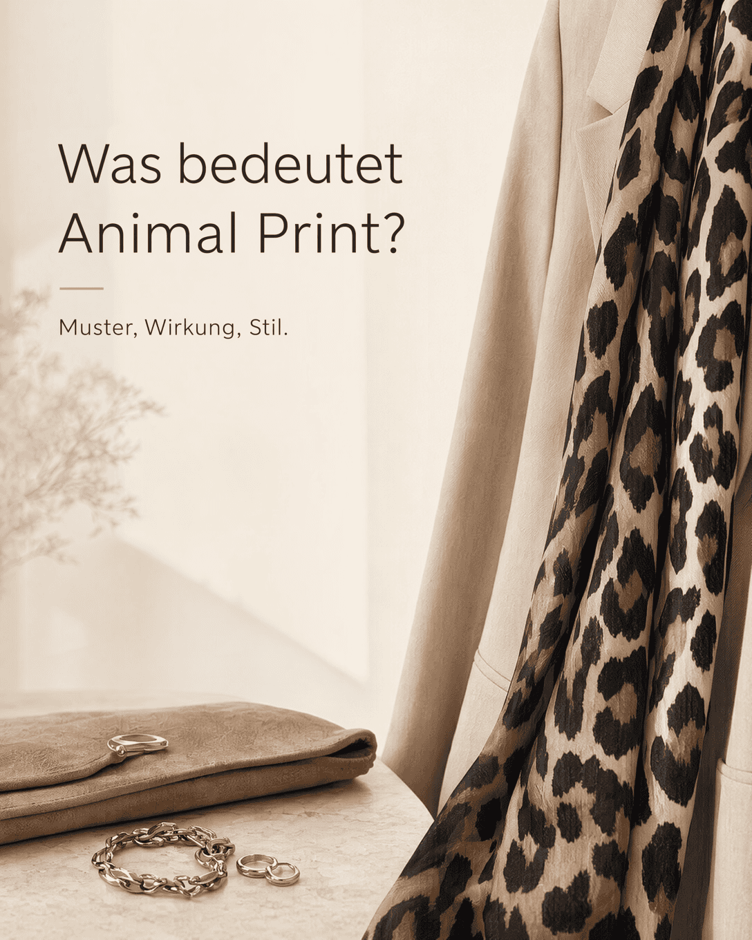 Editoriale Glossar-Grafik zu Animal Print mit ruhigen Farbfeldern und feiner Linienführung