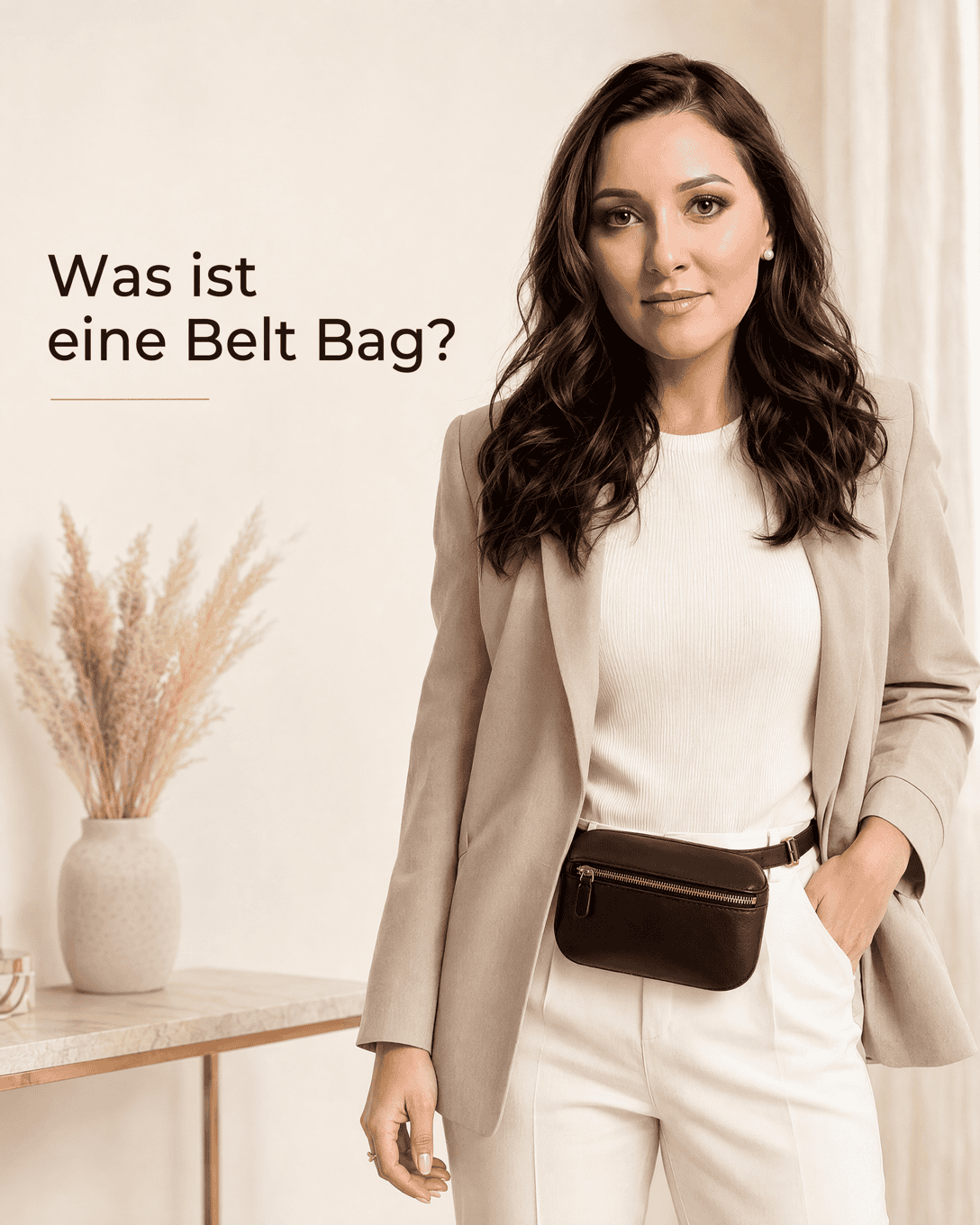 Kompakte schwarze Belt Bag mit verstellbarem Gurt, Reißverschluss und körpernaher Trageweise an der Taille