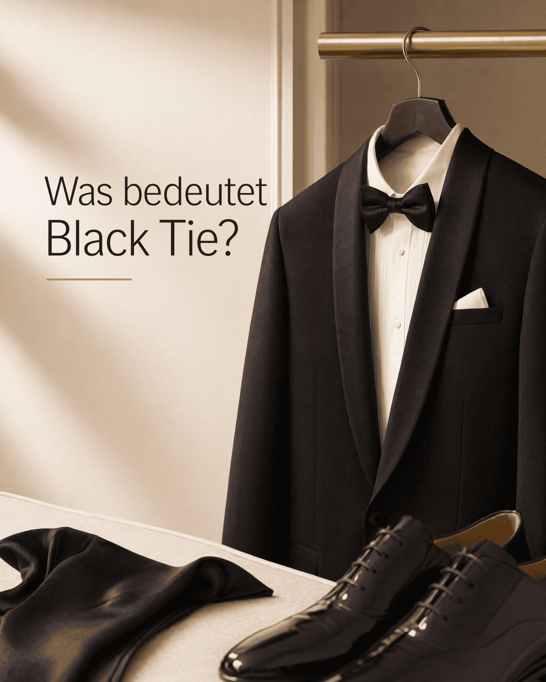 Editoriale Glossar-Grafik zu Black Tie mit ruhigen Farbfeldern und feiner Linienführung