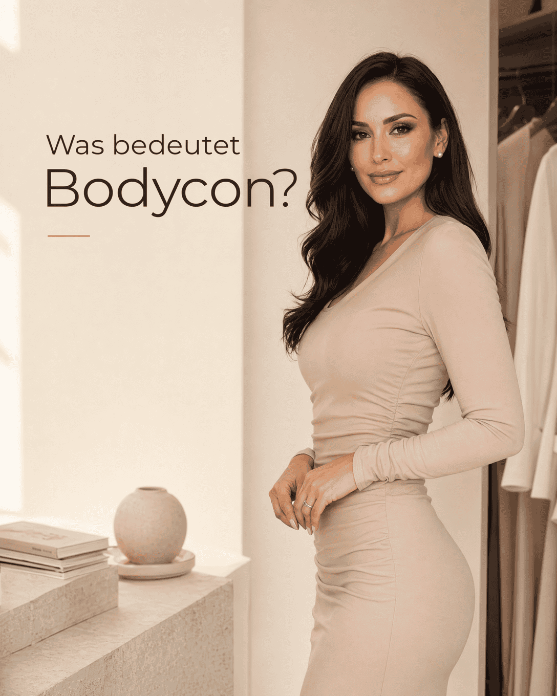Editoriale Glossar-Grafik zu Bodycon mit ruhigen Farbfeldern und feiner Linienführung