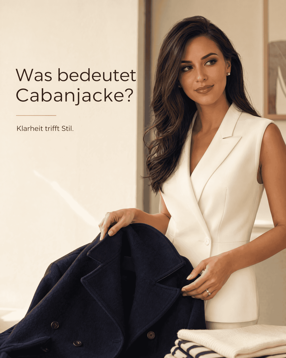 Editoriale Glossar-Grafik zu Cabanjacke mit ruhigen Farbfeldern und feiner Linienführung