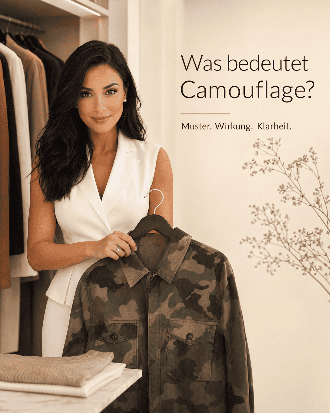 Editoriale Glossar-Grafik zu Camouflage mit ruhigen Farbfeldern und feiner Linienführung