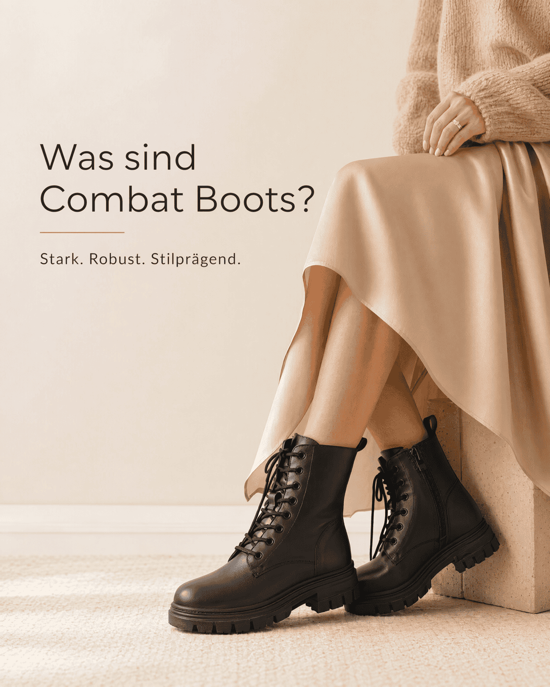 Editoriale ESKYNA Grafik zum Glossarbegriff Combat Boots mit ruhigen Formen und feinen Farbfeldern