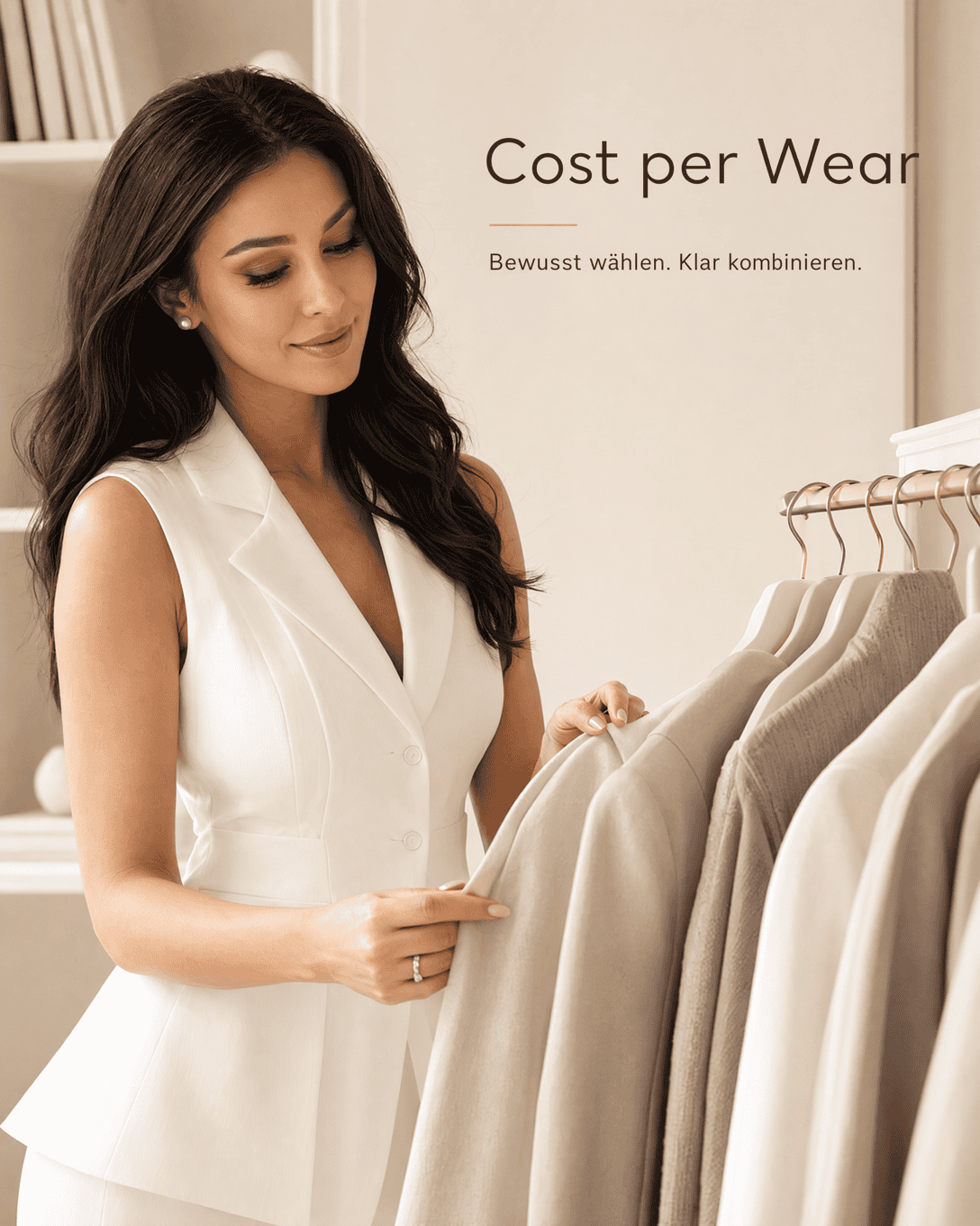 Editoriale Glossar-Grafik zu Cost per Wear mit ruhigen Farbfeldern und feiner Linienführung