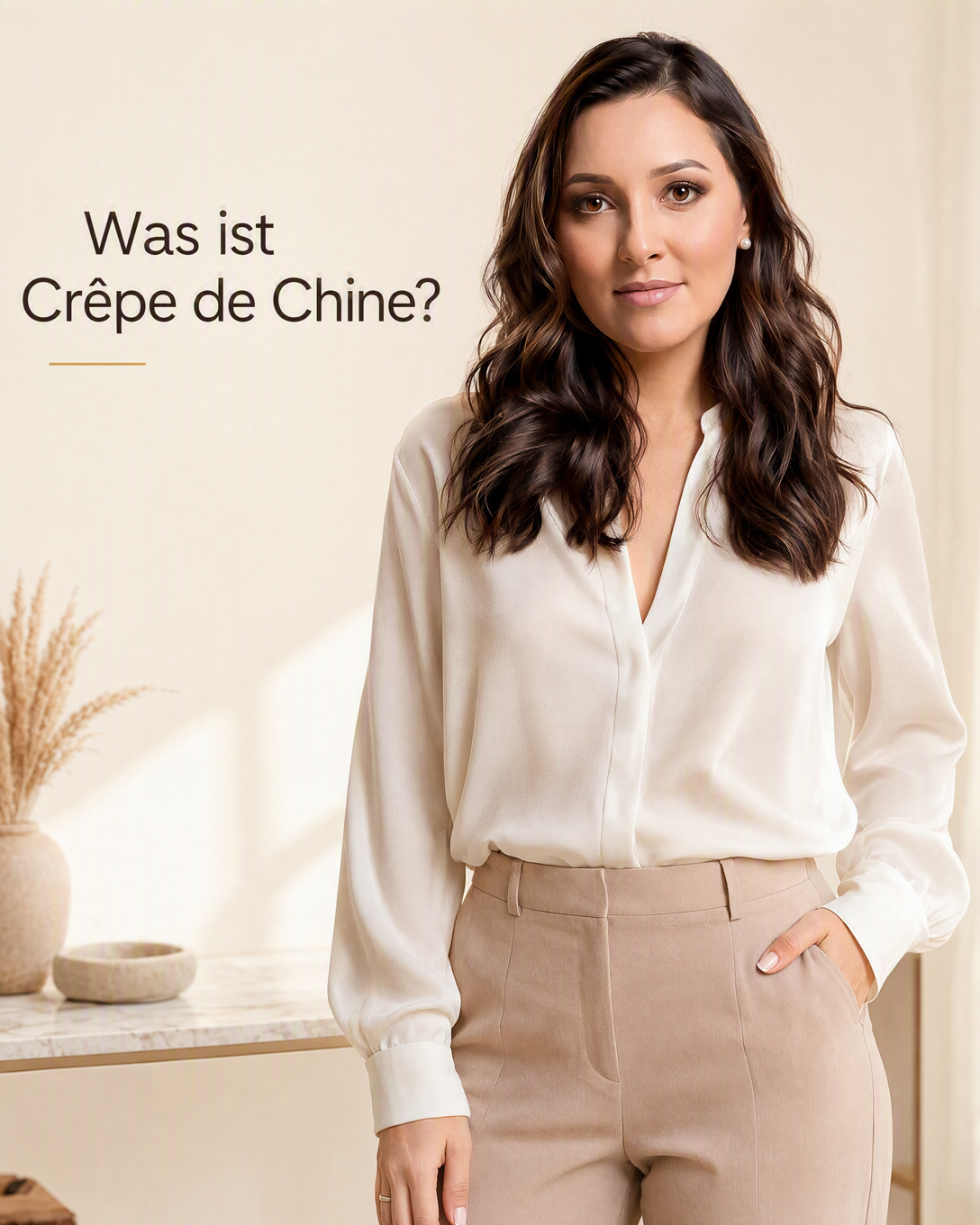 Nahaufnahme von fließendem Crêpe de Chine mit feiner, leicht körniger Oberfläche