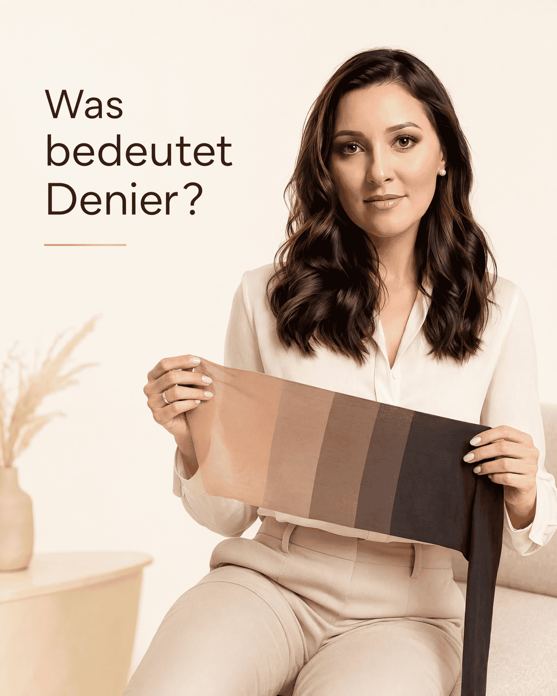 Vergleich mehrerer Strumpfstoffe mit niedriger bis hoher Denier-Zahl und unterschiedlicher Transparenz