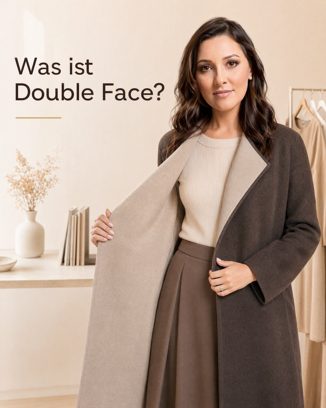 Nahaufnahme eines Double-Face-Stoffs mit zwei unterschiedlich farbigen Stoffseiten