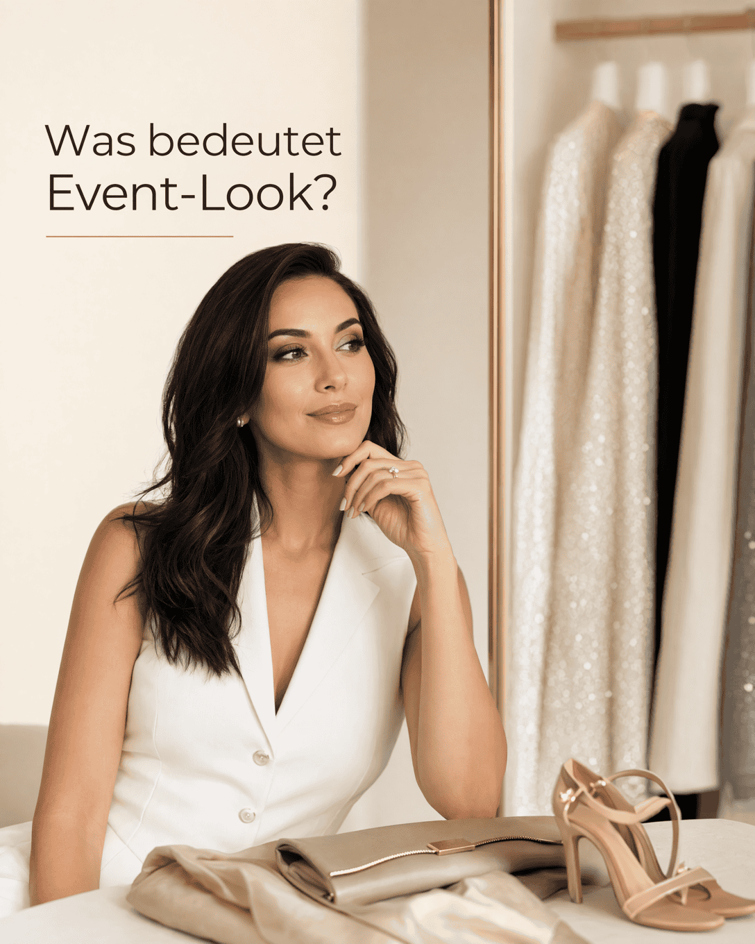 Editoriale Glossar-Grafik zu Event-Look mit ruhigen Farbfeldern und feiner Linienführung