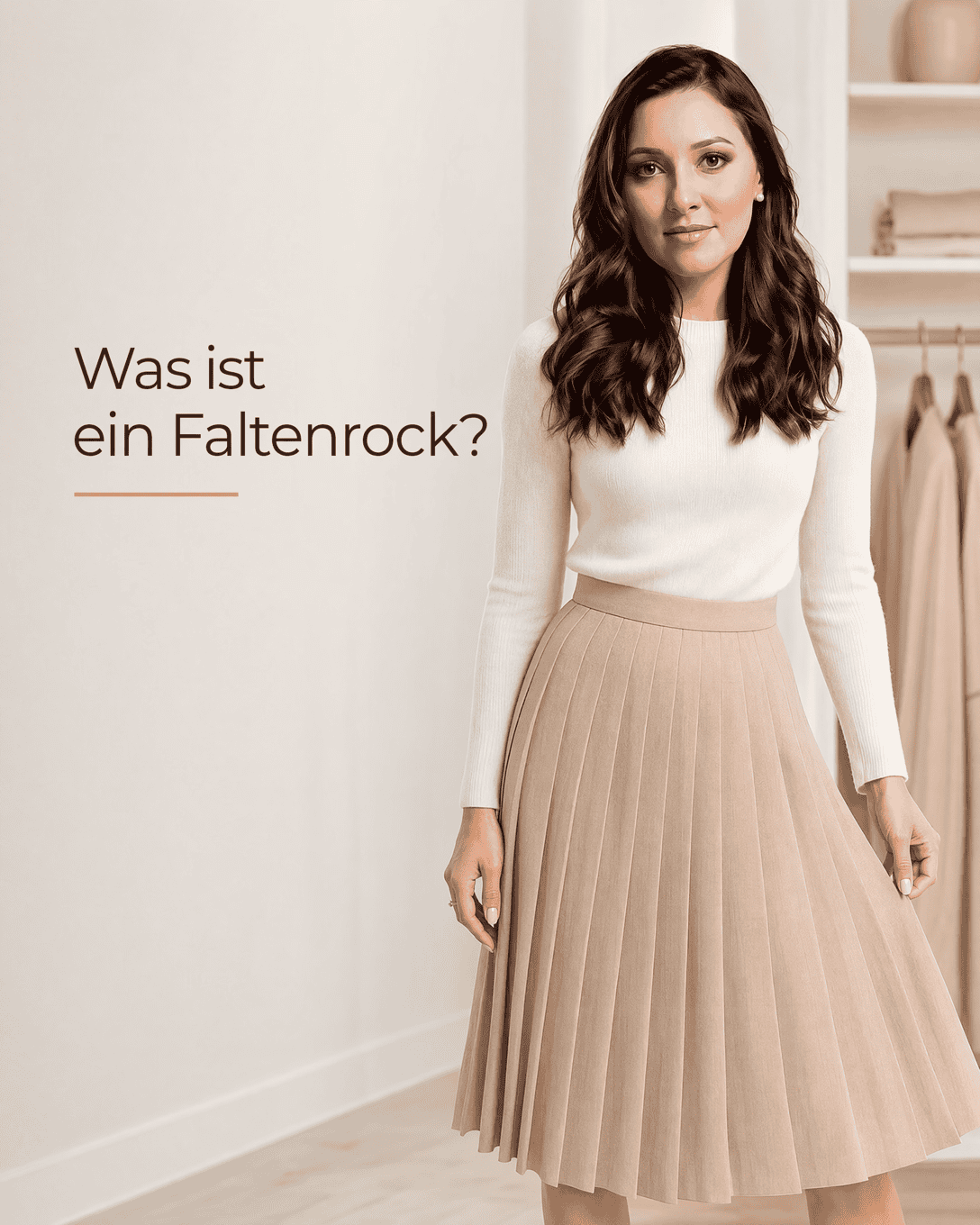 Faltenrock mit klar gelegten Falten und fließender Bewegung ab dem Bund