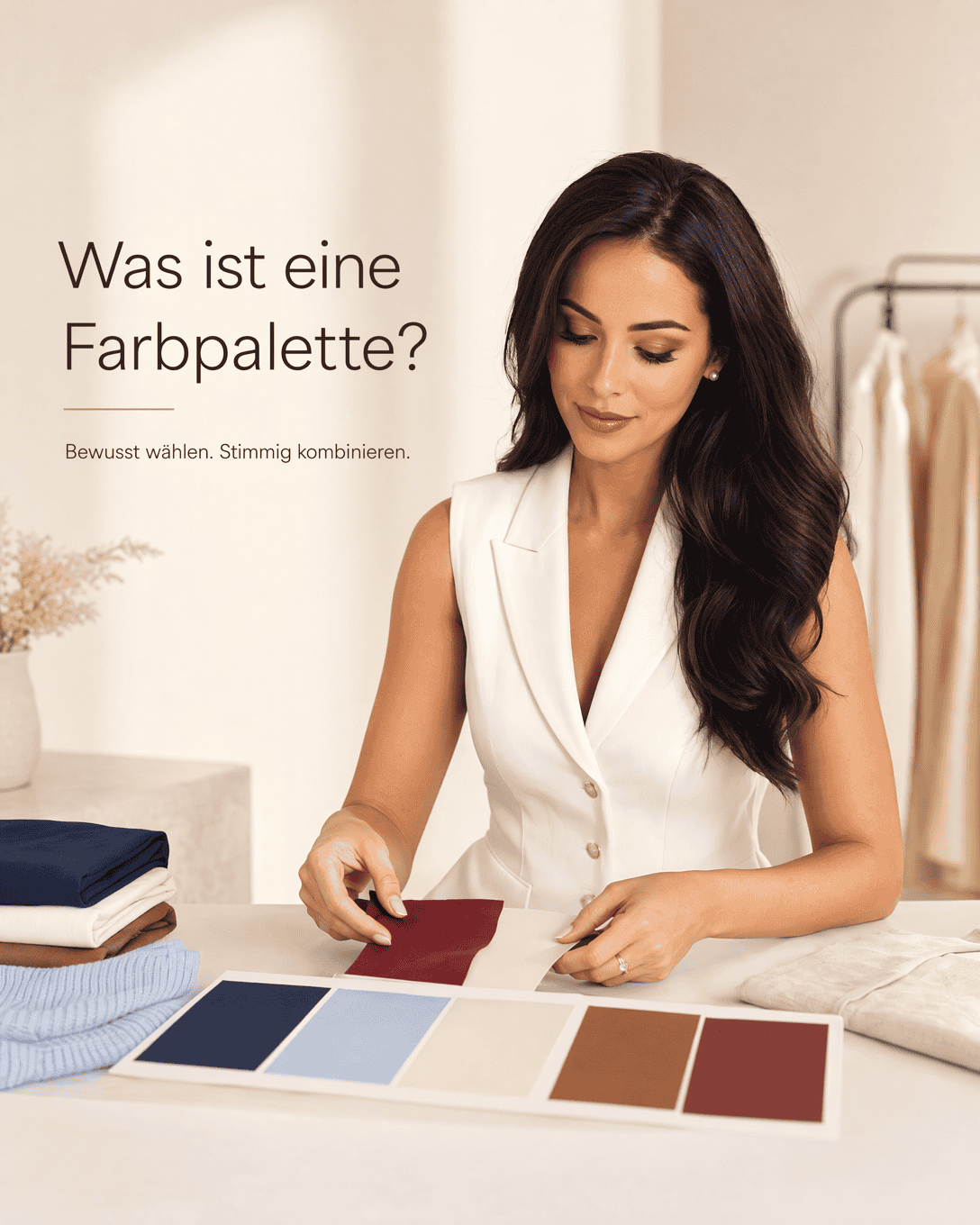 Editoriale Grafik zum Glossarbegriff Farbpalette mit ruhigen Farbfeldern und klarer Linienführung
