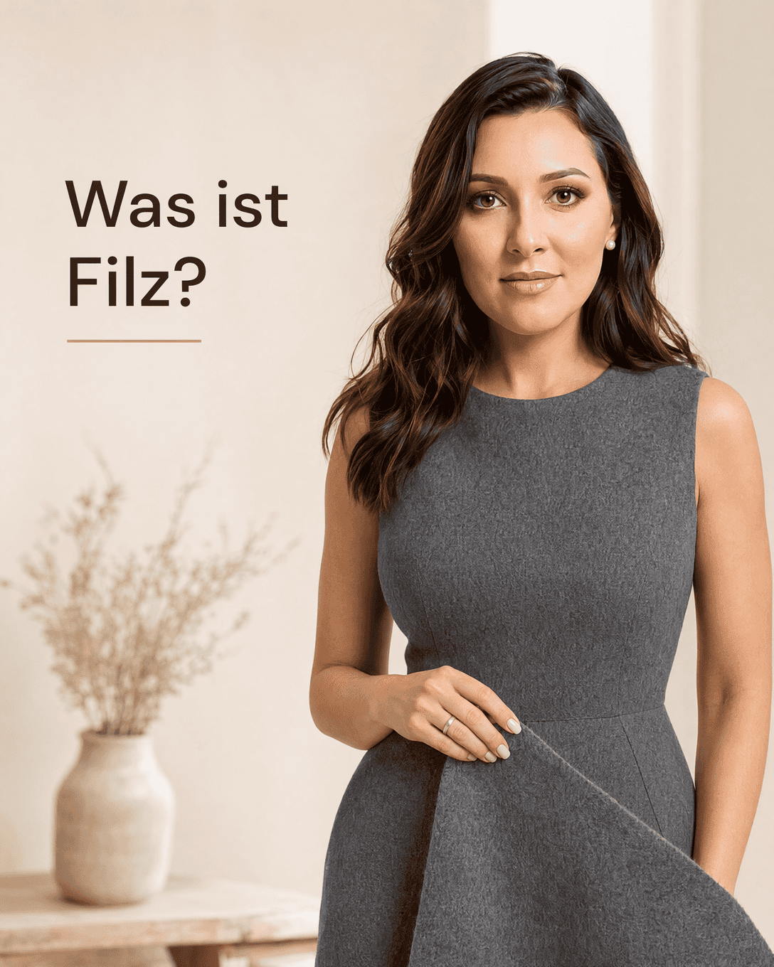 Dichte Filzfläche mit matter, leicht faseriger Oberfläche und sauber geschnittener Kante