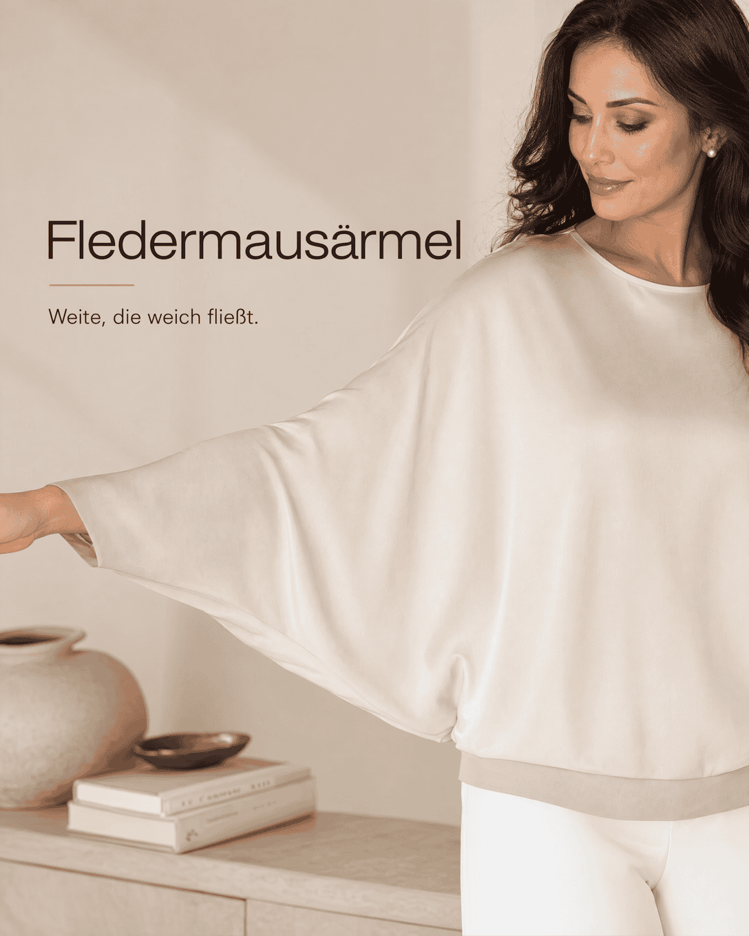 Editoriale Glossar-Grafik zu Fledermausärmel mit ruhigen Farbfeldern und feiner Linienführung