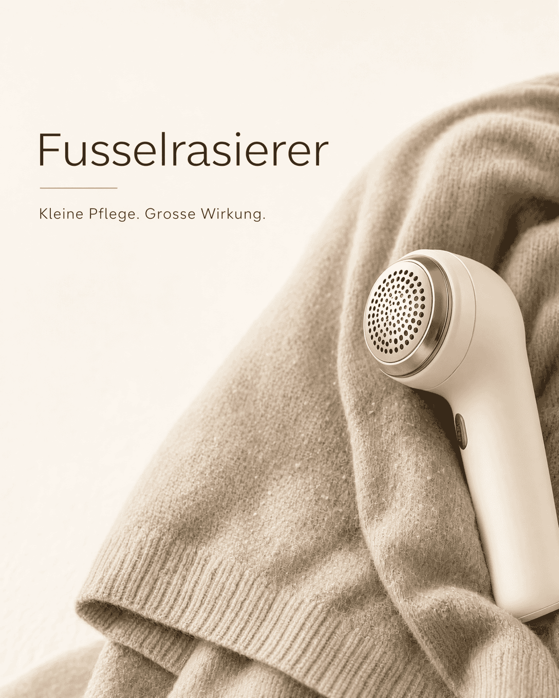 Editoriale Glossar-Grafik zu Fusselrasierer mit ruhigen Farbfeldern und feiner Linienführung