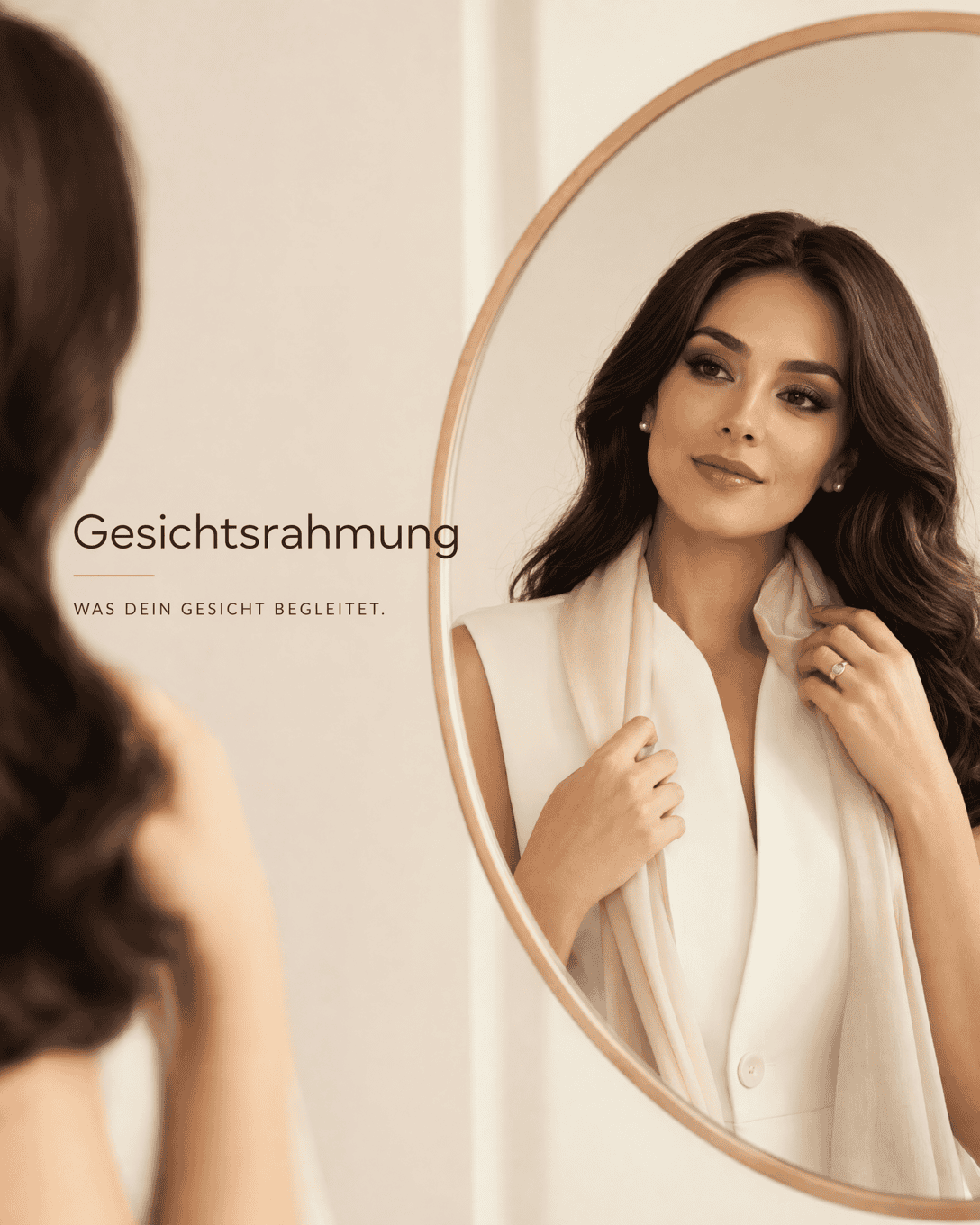 Editoriale Grafik zu Gesichtsrahmung mit abstrahierten Formen, ruhigen Farbfeldern und hochwertiger Anmutung