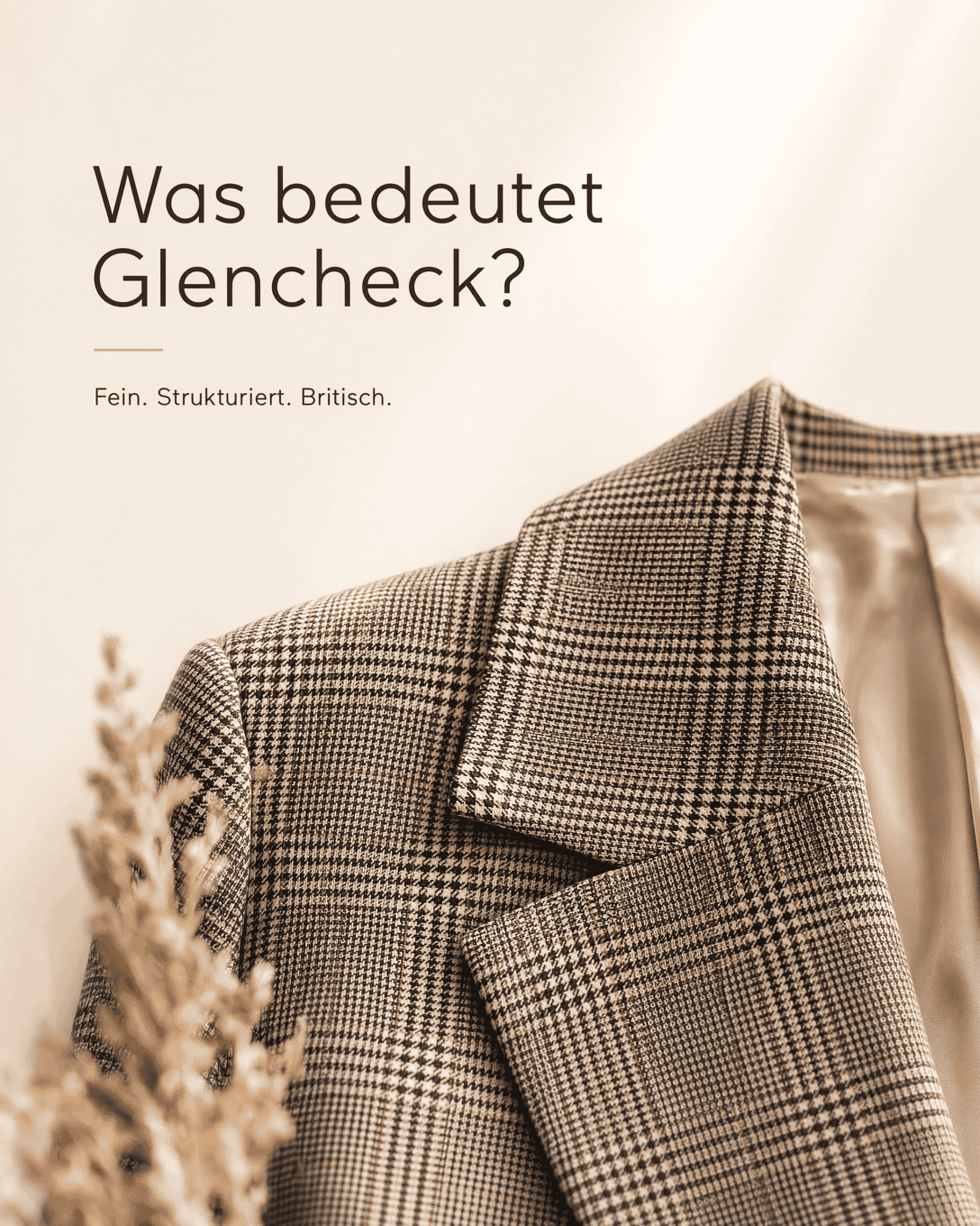 Editoriale Glossar-Grafik zu Glencheck mit ruhigen Farbfeldern und feiner Linienführung