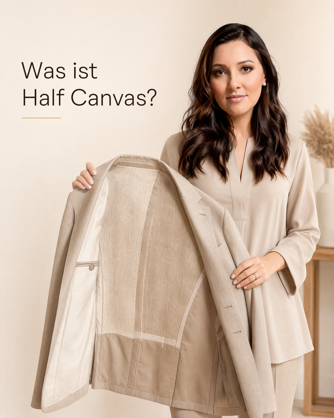 Innenansicht eines Sakkos mit teilweiser Canvas Einlage im Brustbereich
