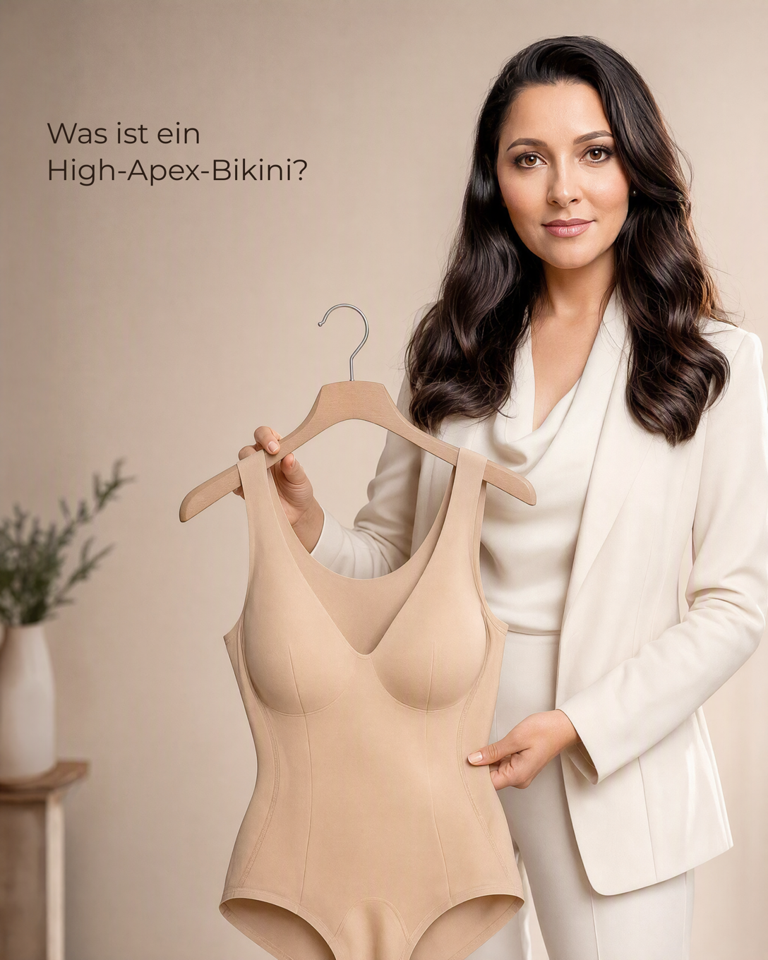High-Apex-Bikini-Top mit hoch angesetzten Trägern und klarer Dekolletélinie