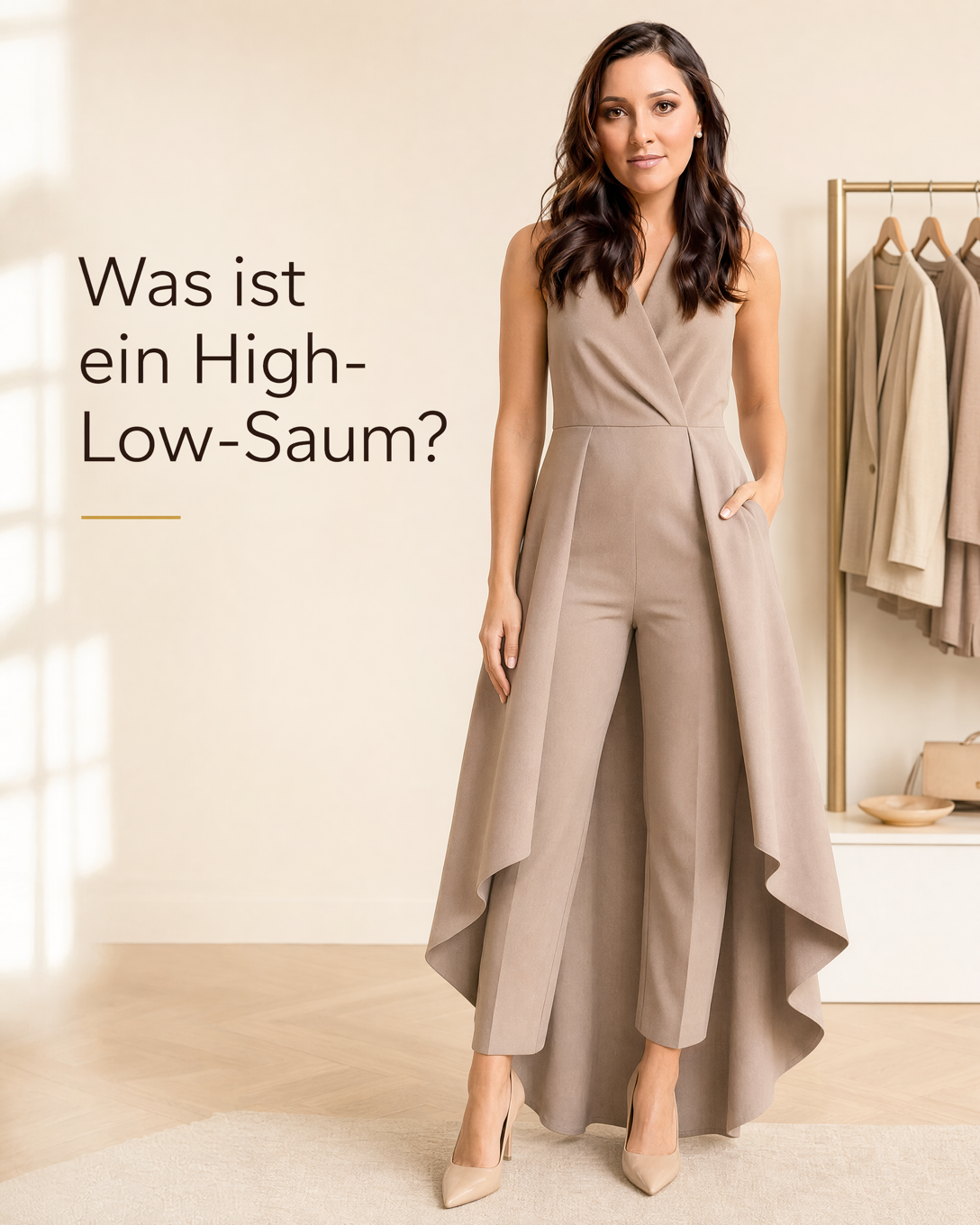 Kleid mit vorne kürzerem und hinten längerem asymmetrischem Saum