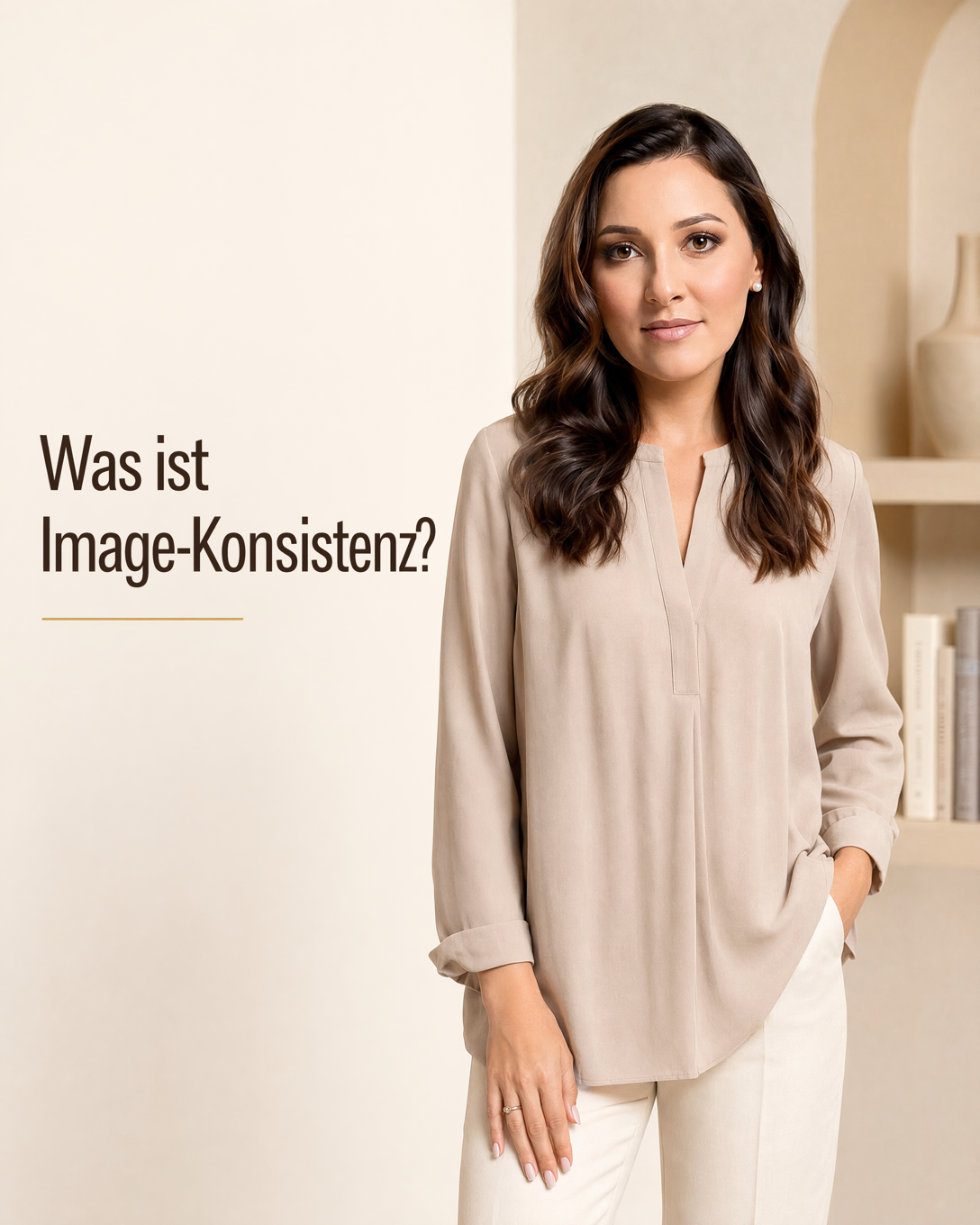 Person mit abgestimmtem Outfit und wiederkehrenden Farben in verschiedenen Alltagssituationen
