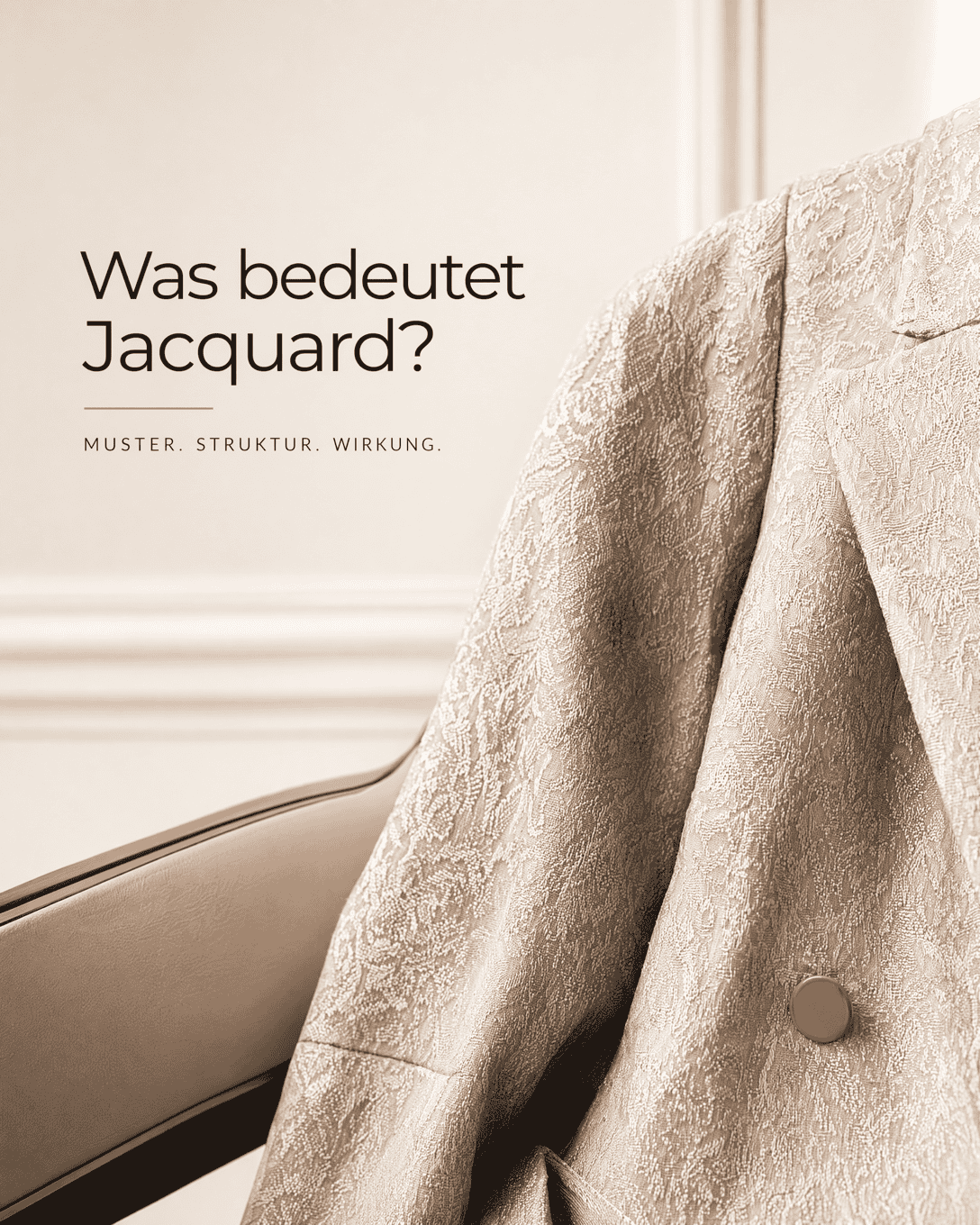 Editoriale Glossar-Grafik zu Jacquard mit ruhigen Farbfeldern und feiner Linienführung
