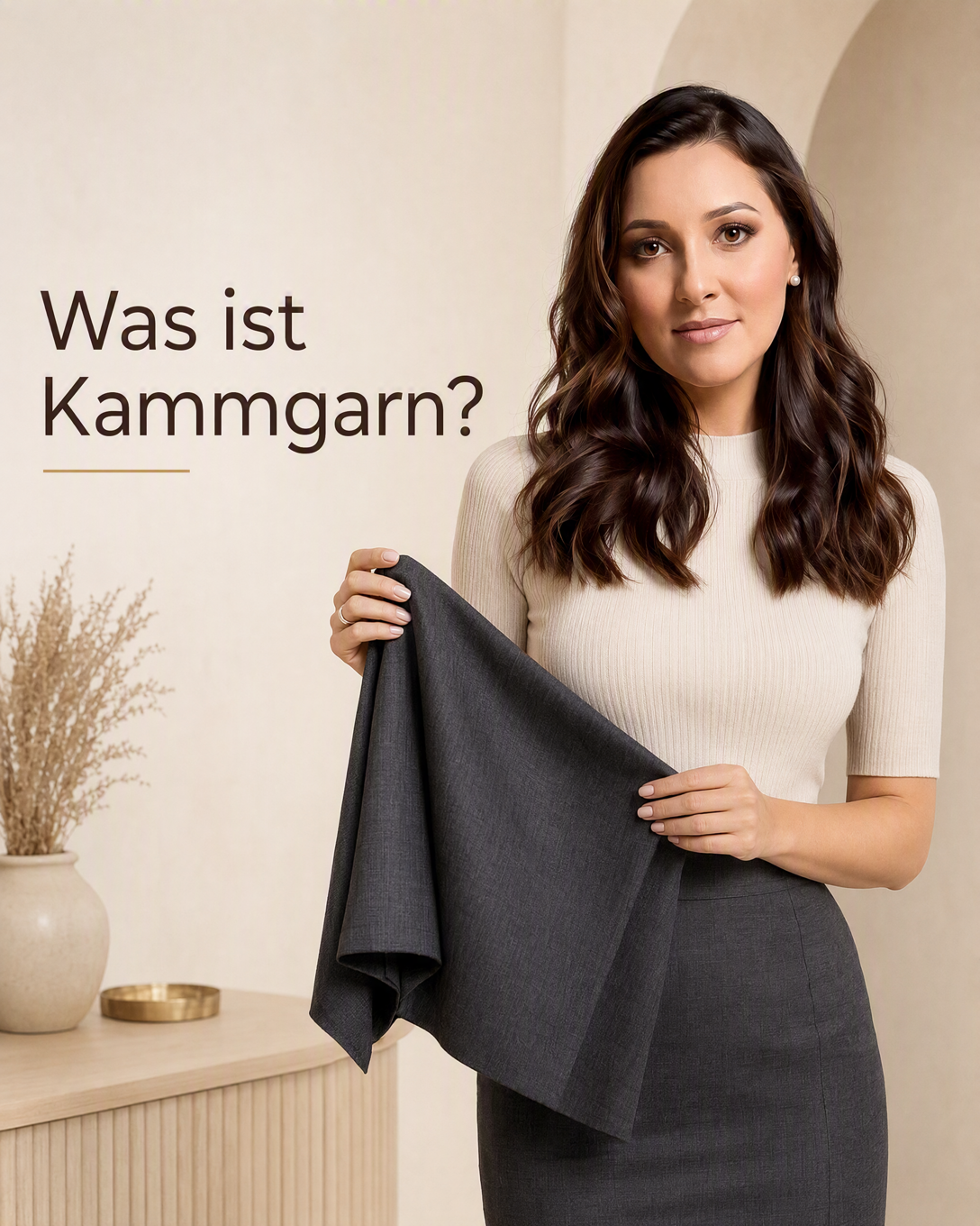 Glatter, fein gewebter Kammgarnstoff in dunklem Grau