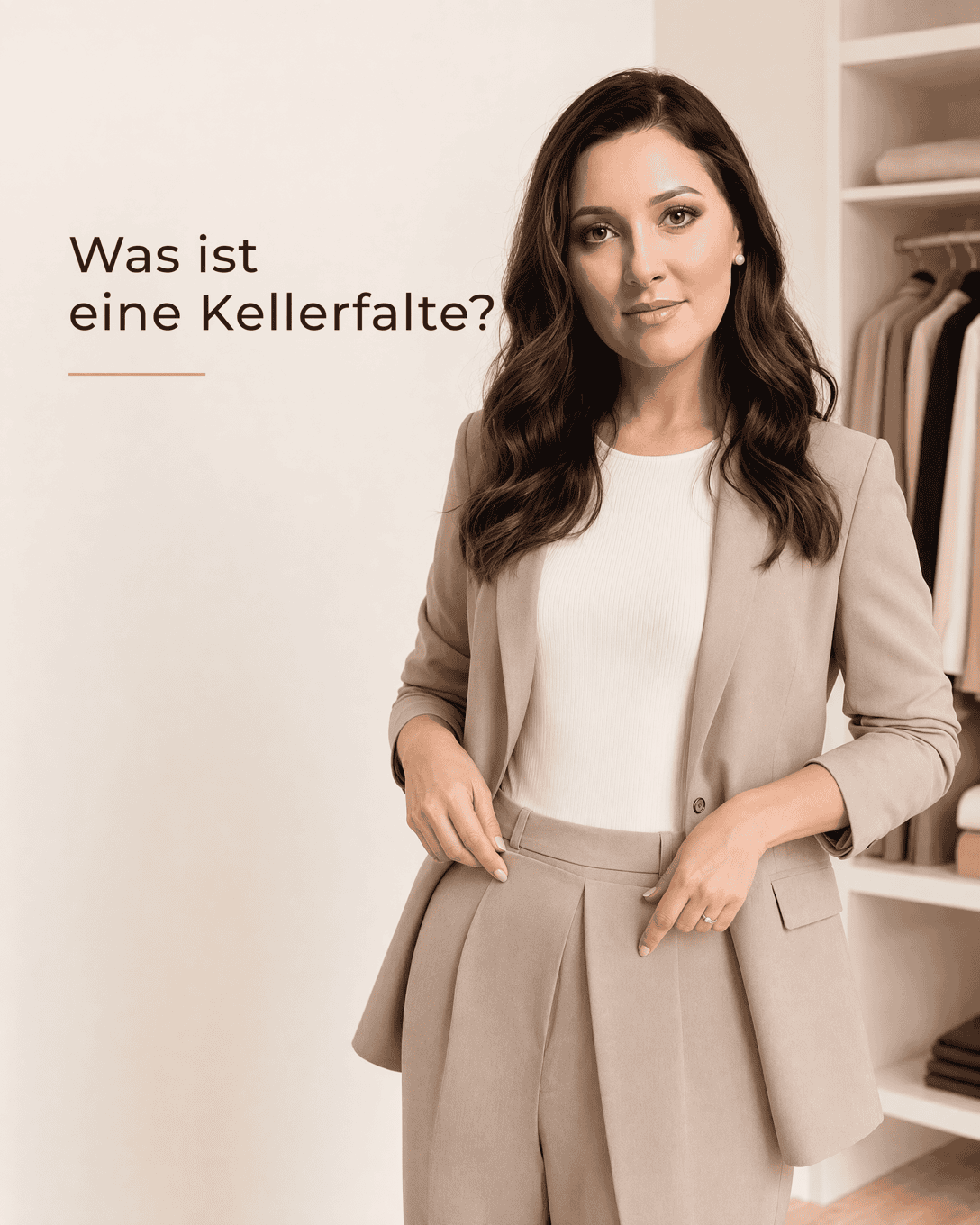Geschlossene Kellerfalte mit zwei zur Mitte laufenden Faltenkanten und darunterliegender Stoffweite