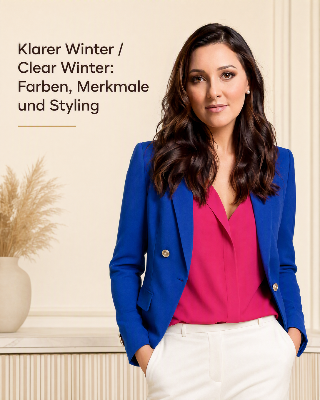 Leuchtende Farbpalette für den Farbtyp Klarer Winter mit klaren kühlen Blau, Pink, Weiß und Schwarz