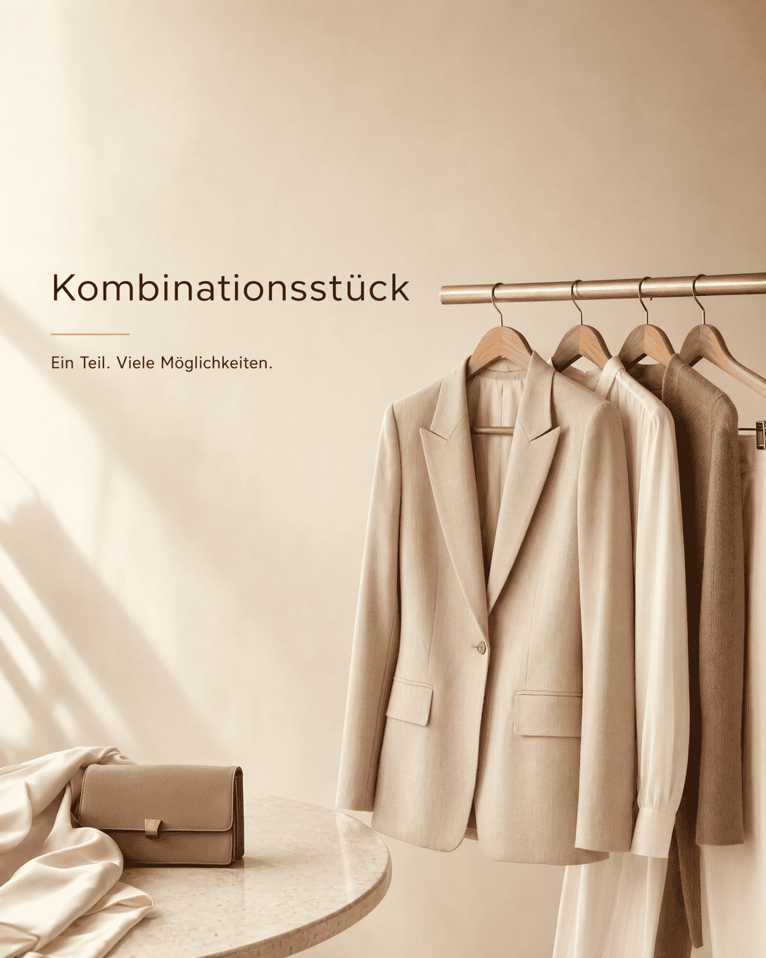 Editoriale Glossar-Grafik zu Kombinationsstück mit ruhigen Farbfeldern und feiner Linienführung
