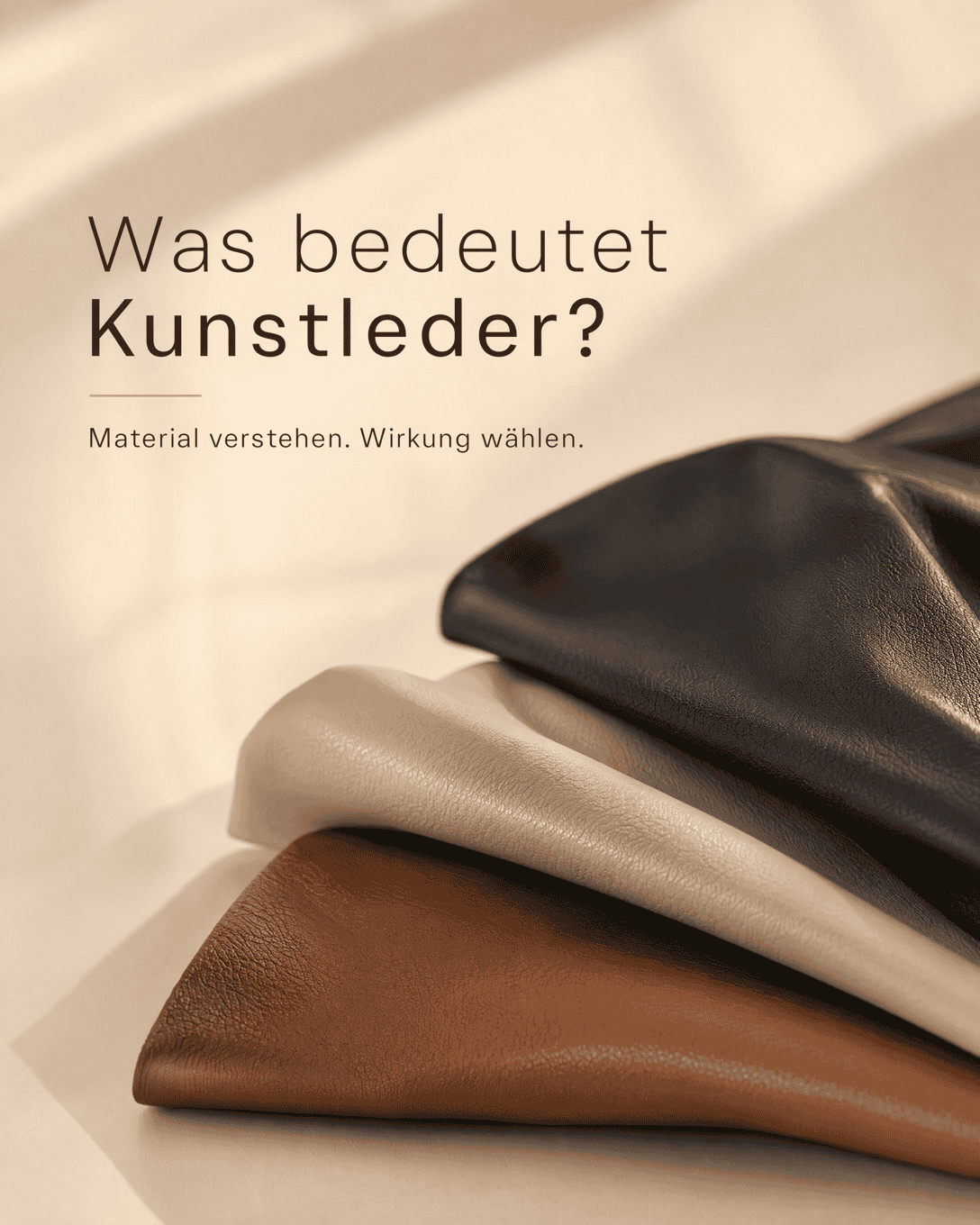 Editoriale Glossar-Grafik zu Kunstleder mit ruhigen Farbfeldern und feiner Linienführung