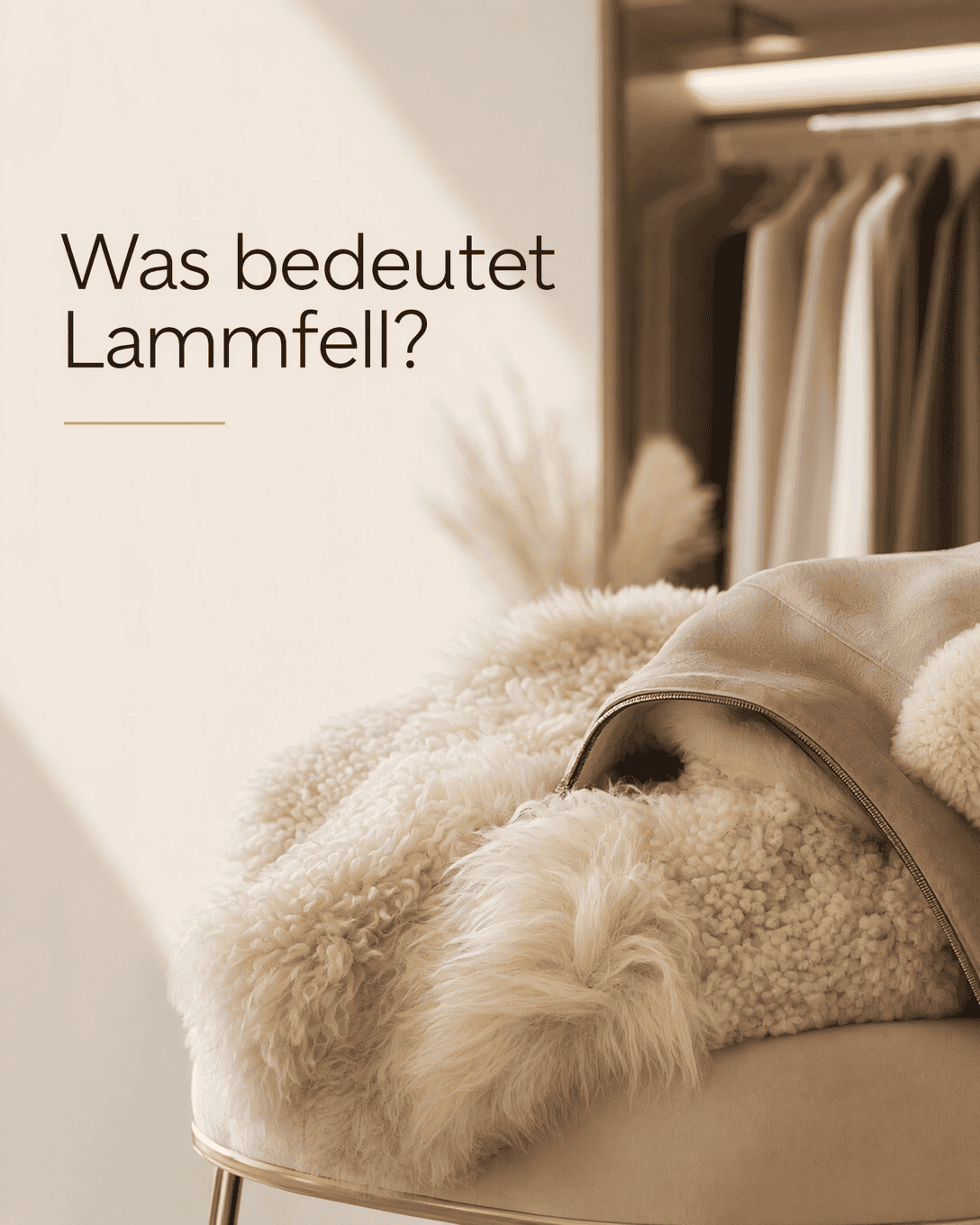 Editoriale Glossar-Grafik zu Lammfell mit ruhigen Farbfeldern und feiner Linienführung