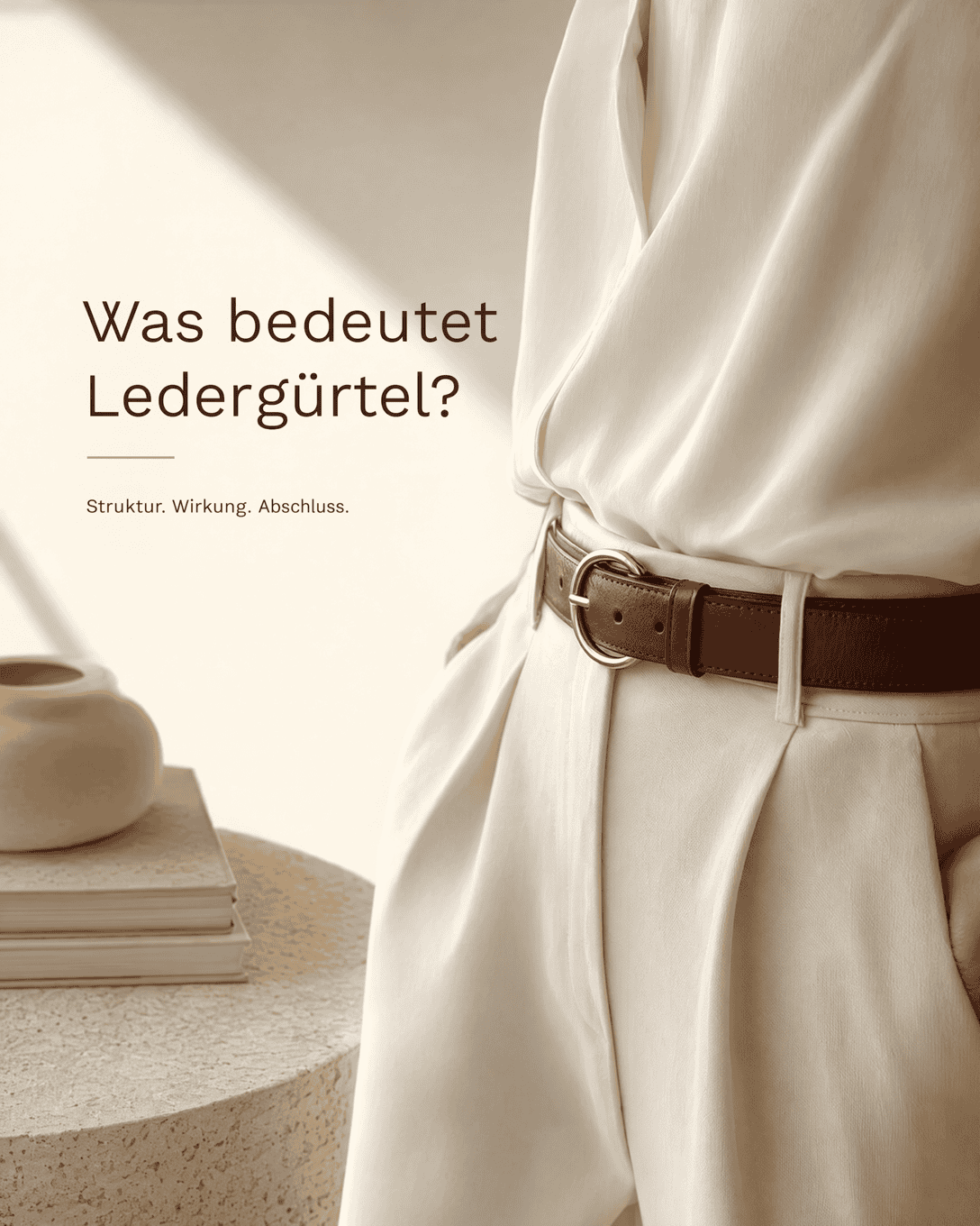 Editoriale Glossar-Grafik zu Ledergürtel mit ruhigen Farbfeldern und feiner Linienführung