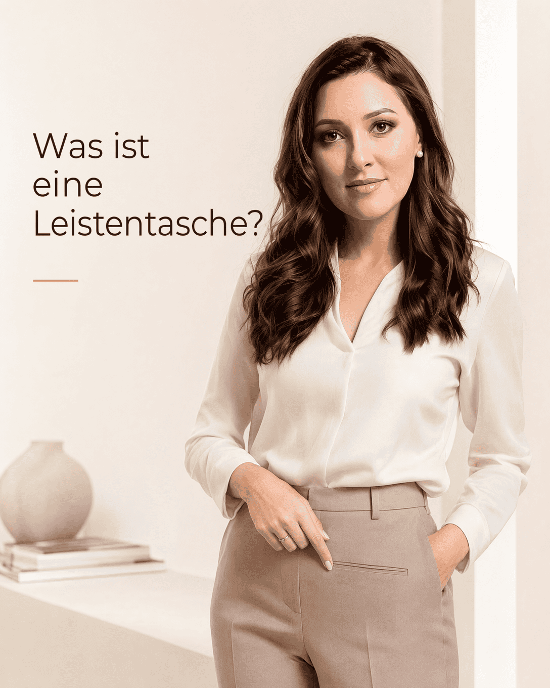 Präzise gearbeitete Leistentasche mit schmalem sichtbarem Stoffstreifen an einem Blazer