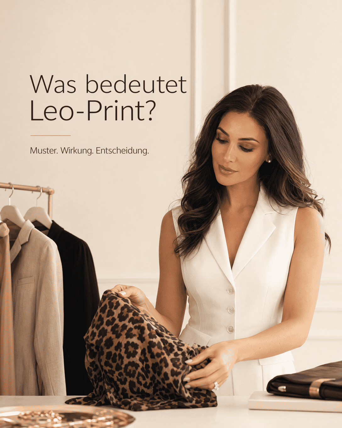 Editoriale Glossar-Grafik zu Leo-Print mit ruhigen Farbfeldern und feiner Linienführung