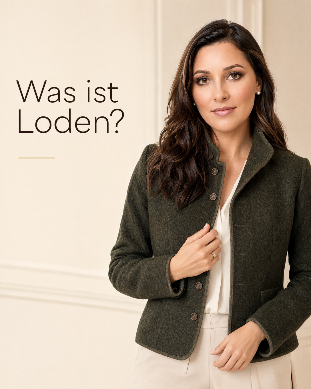 Grüner Lodenstoff mit dichter, matter Wolloberfläche