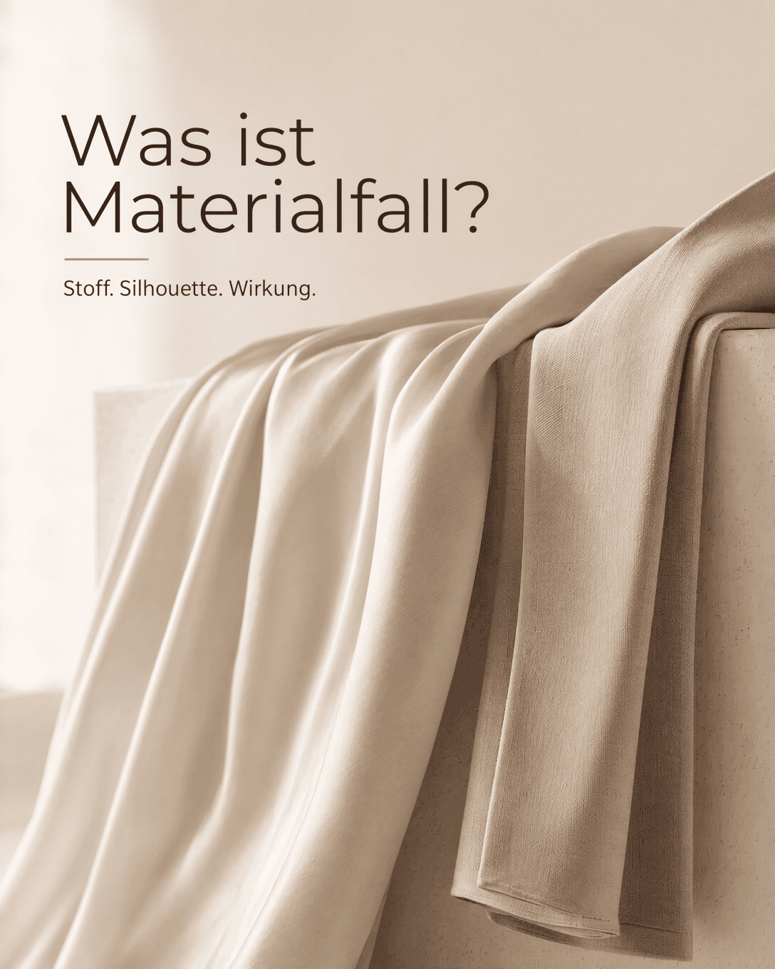 Editoriale Grafik mit fließendem Stoff, klarer Stoffkante und ruhigen Materialflächen