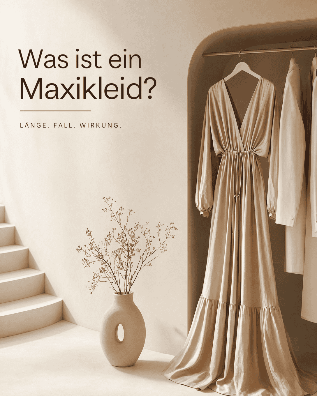 Editoriale ESKYNA Grafik zum Glossarbegriff Maxikleid mit ruhigen Formen und feinen Farbfeldern