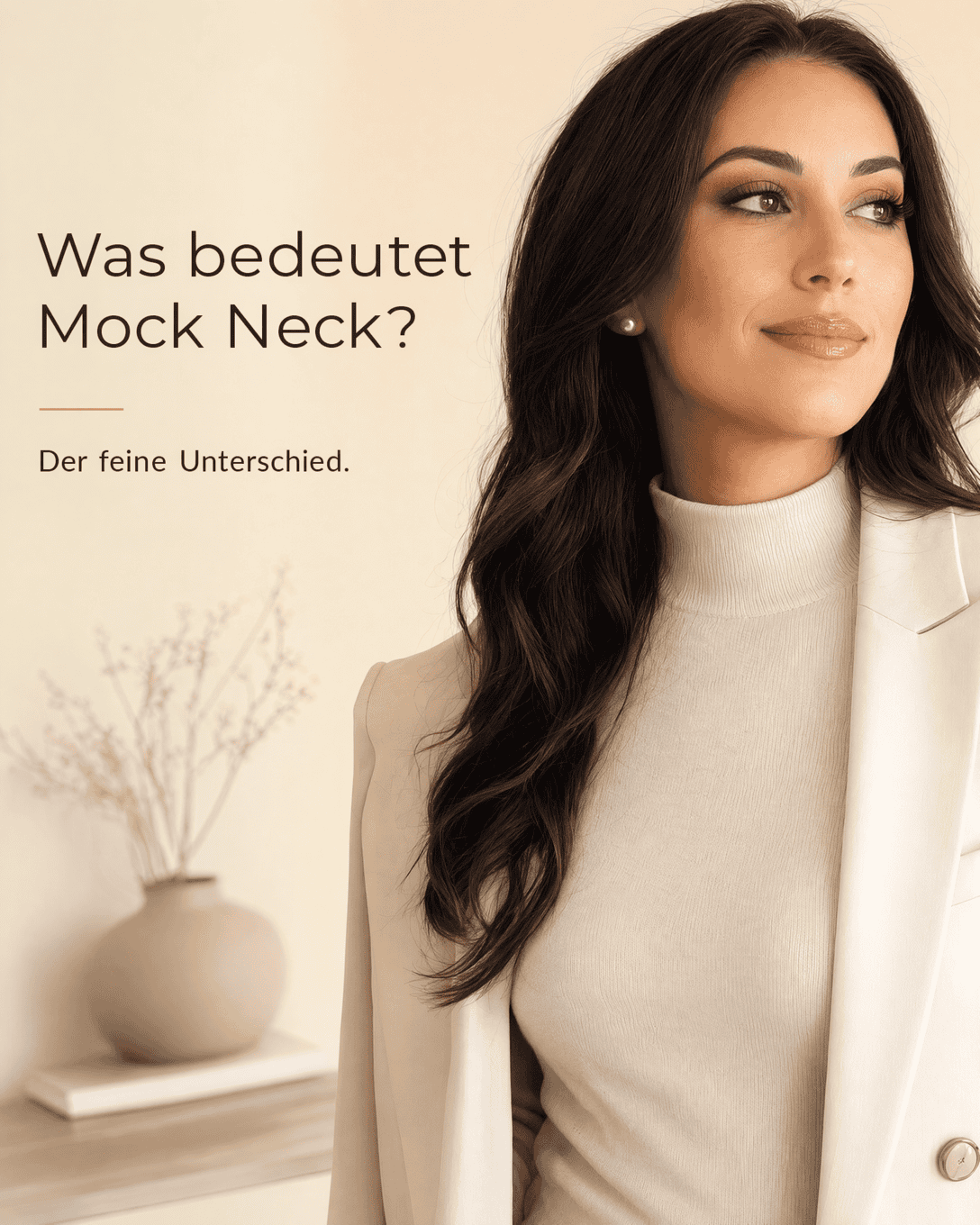 Editoriale Glossar-Grafik zu Mock Neck mit ruhigen Farbfeldern und feiner Linienführung