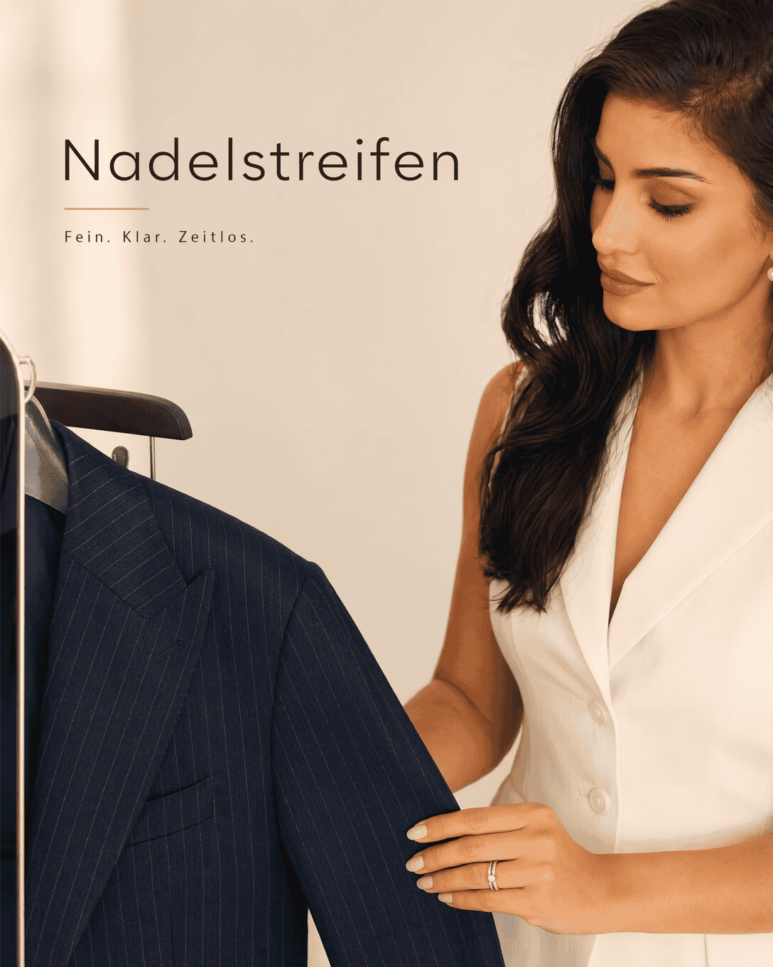 Editoriale Glossar-Grafik zu Nadelstreifen mit ruhigen Farbfeldern und feiner Linienführung