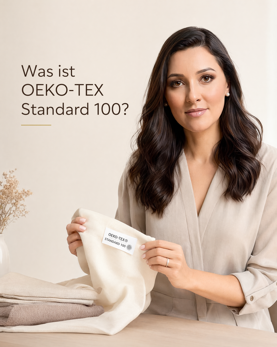 Clothing care label showing STANDARD 100 by OEKO-TEX certification