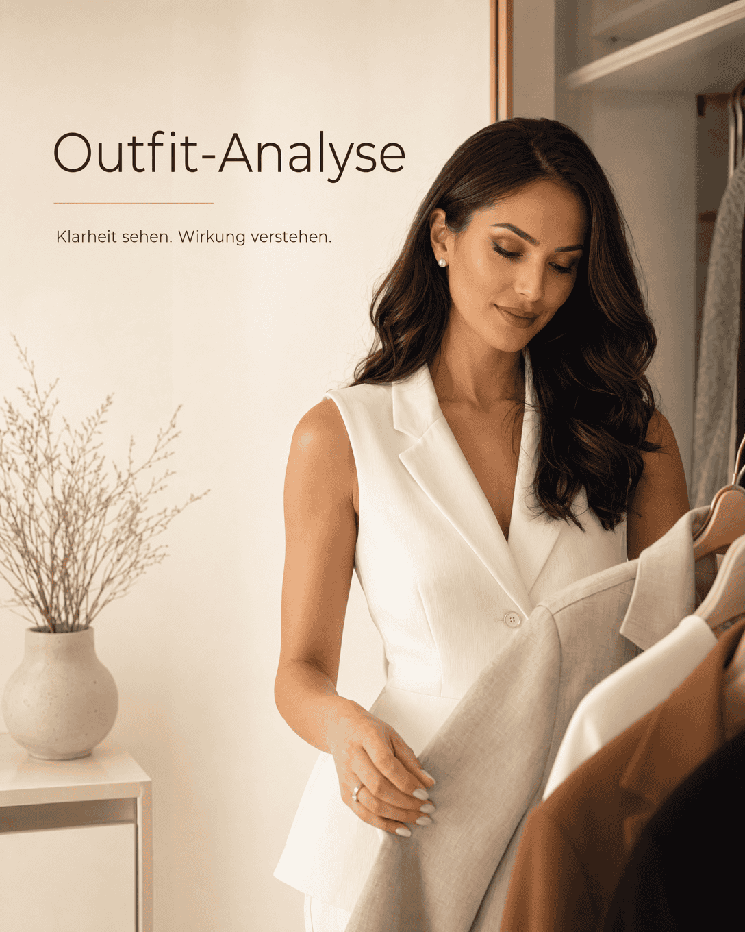 Editoriale Glossar-Grafik zu Outfit-Analyse mit ruhigen Farbfeldern und feiner Linienführung