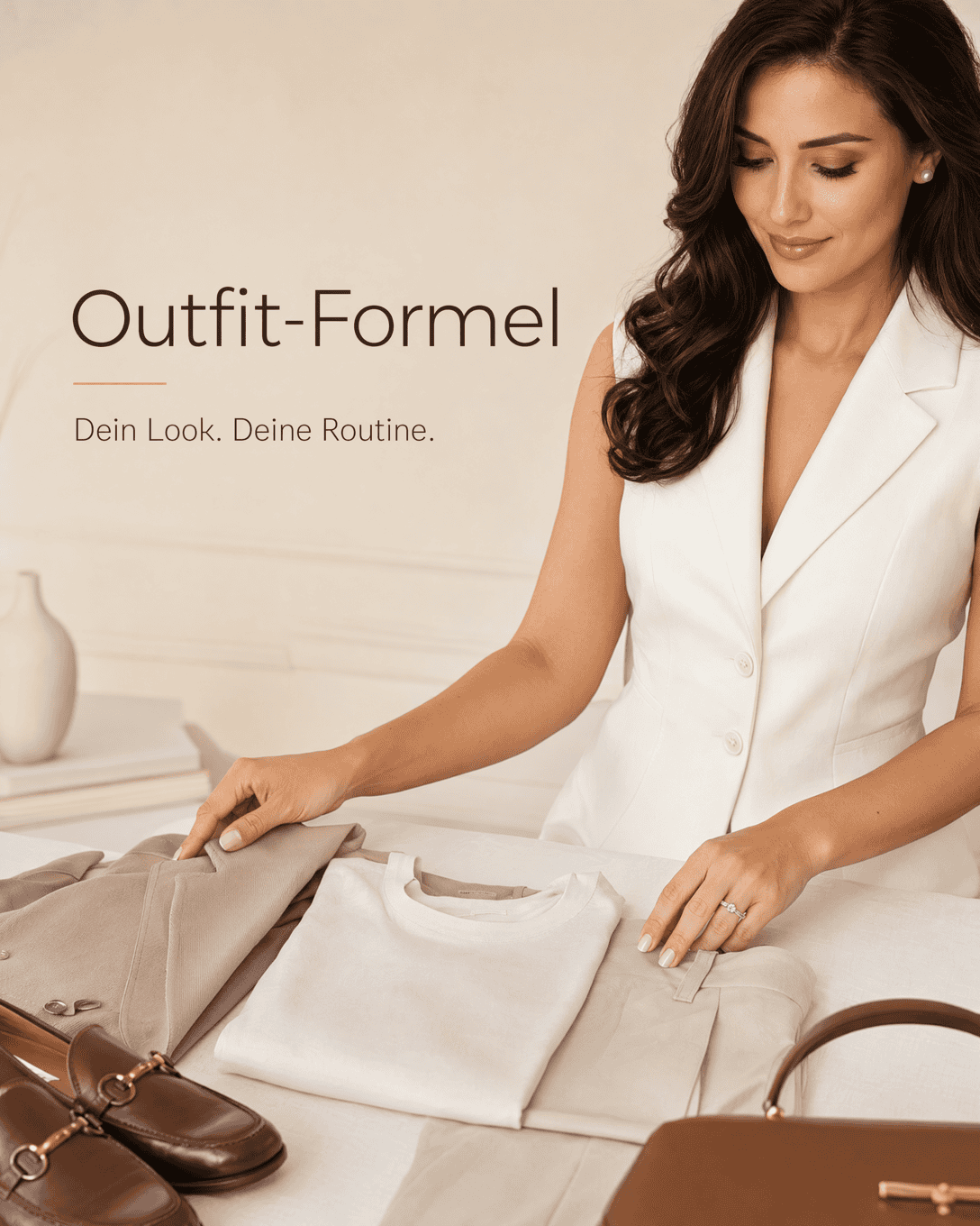 Editoriale Grafik mit modularen Outfit-Bausteinen als visuelle Formel für einen stimmigen Look