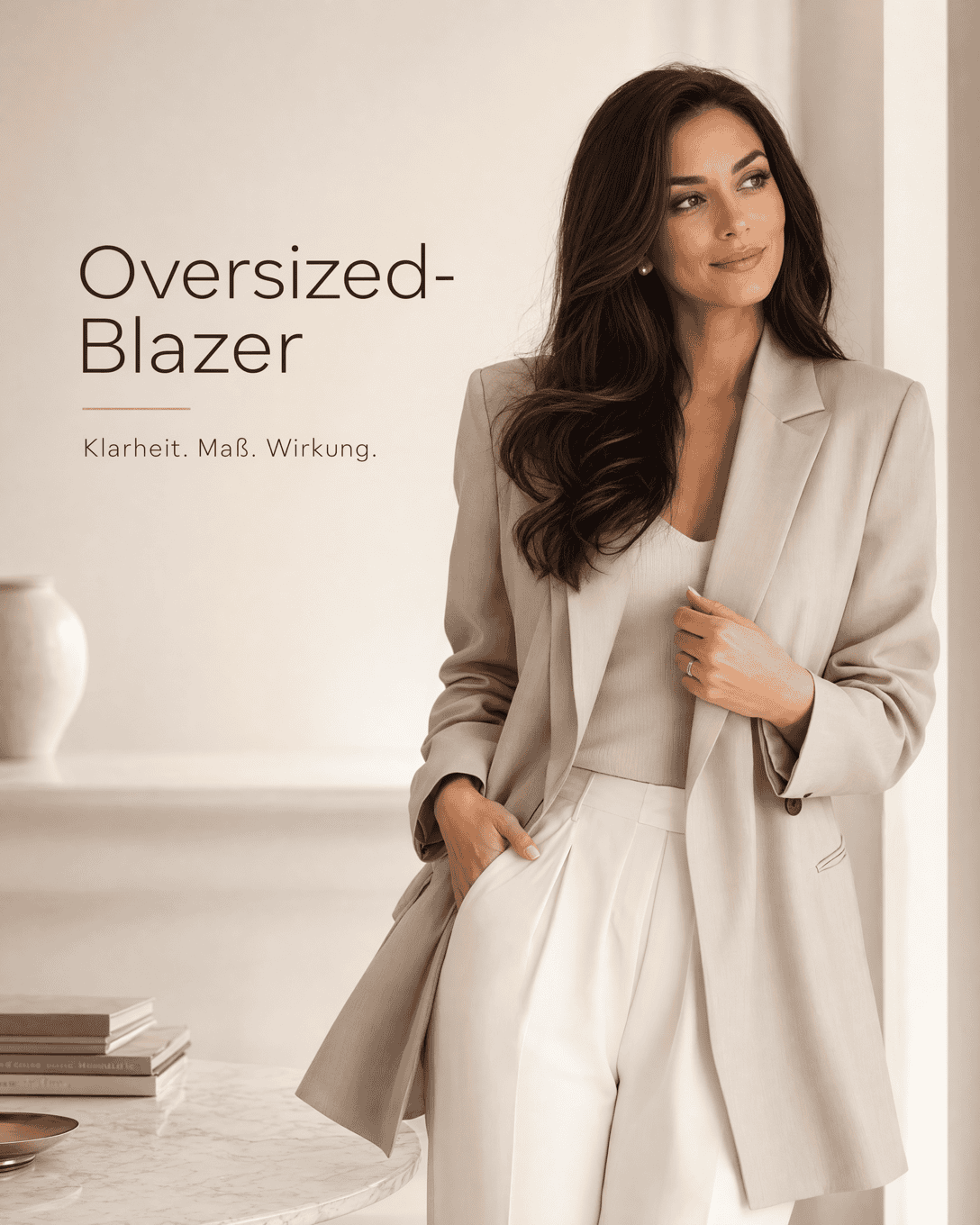 Editoriale Glossar-Grafik zu Oversized-Blazer mit ruhigen Farbfeldern und feiner Linienführung
