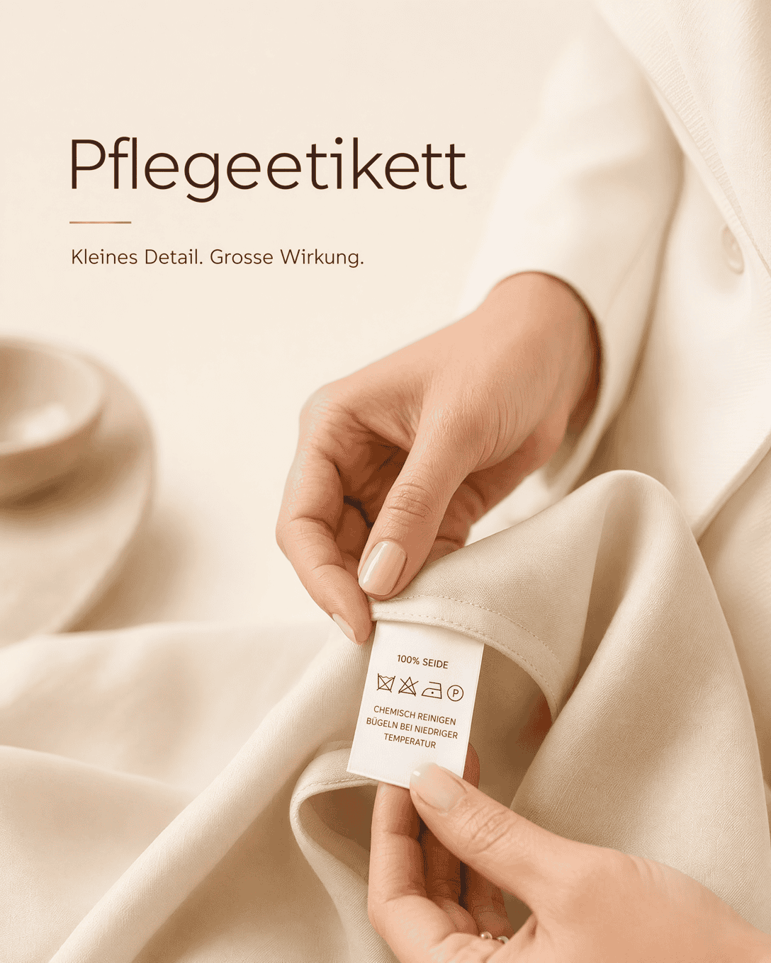 Editoriale Glossar-Grafik zu Pflegeetikett mit ruhigen Farbfeldern und feiner Linienführung
